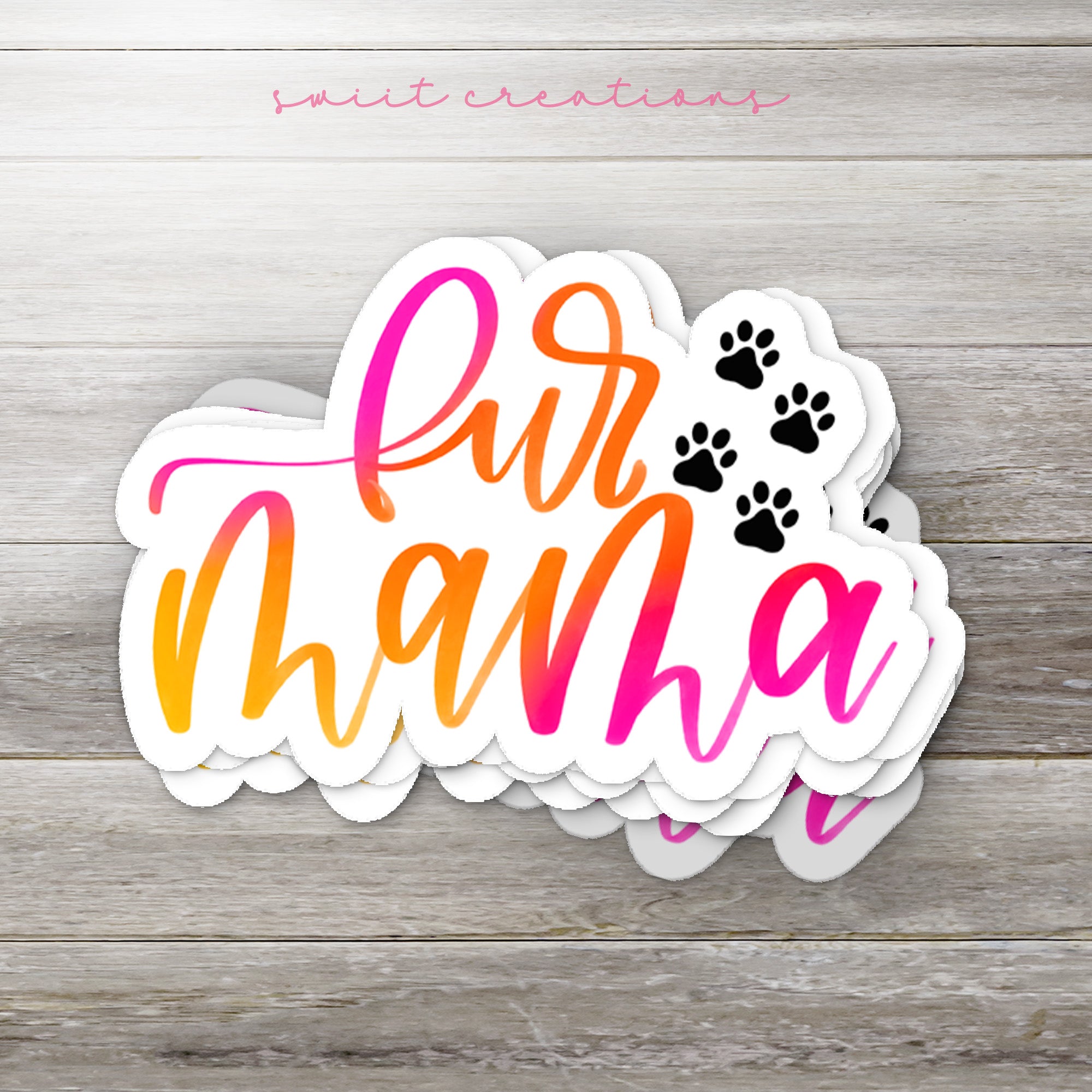 a sticker that says air maha with a paw print on it