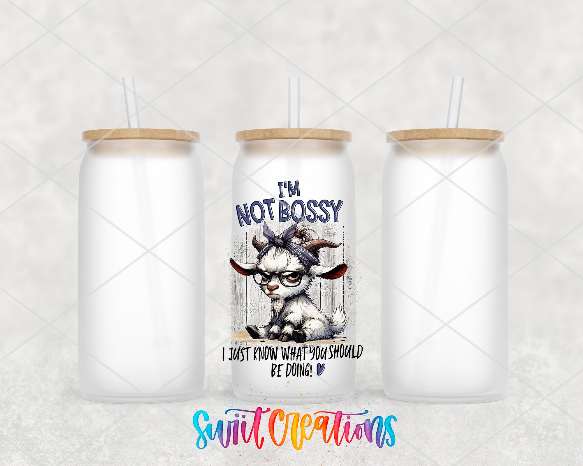 two tumblers with a picture of a cow on them