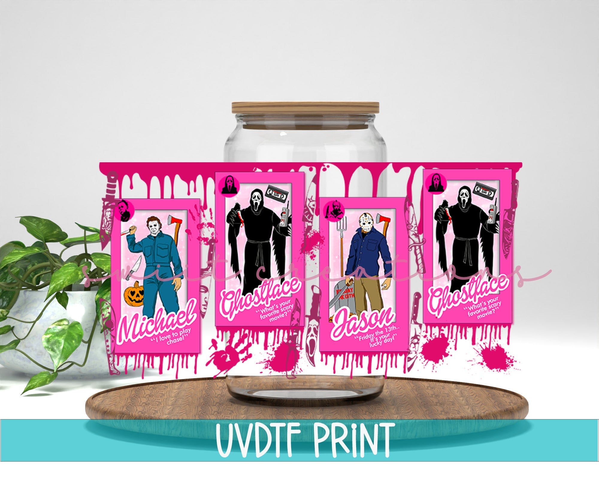 a jar with a picture of a couple of people inside of it