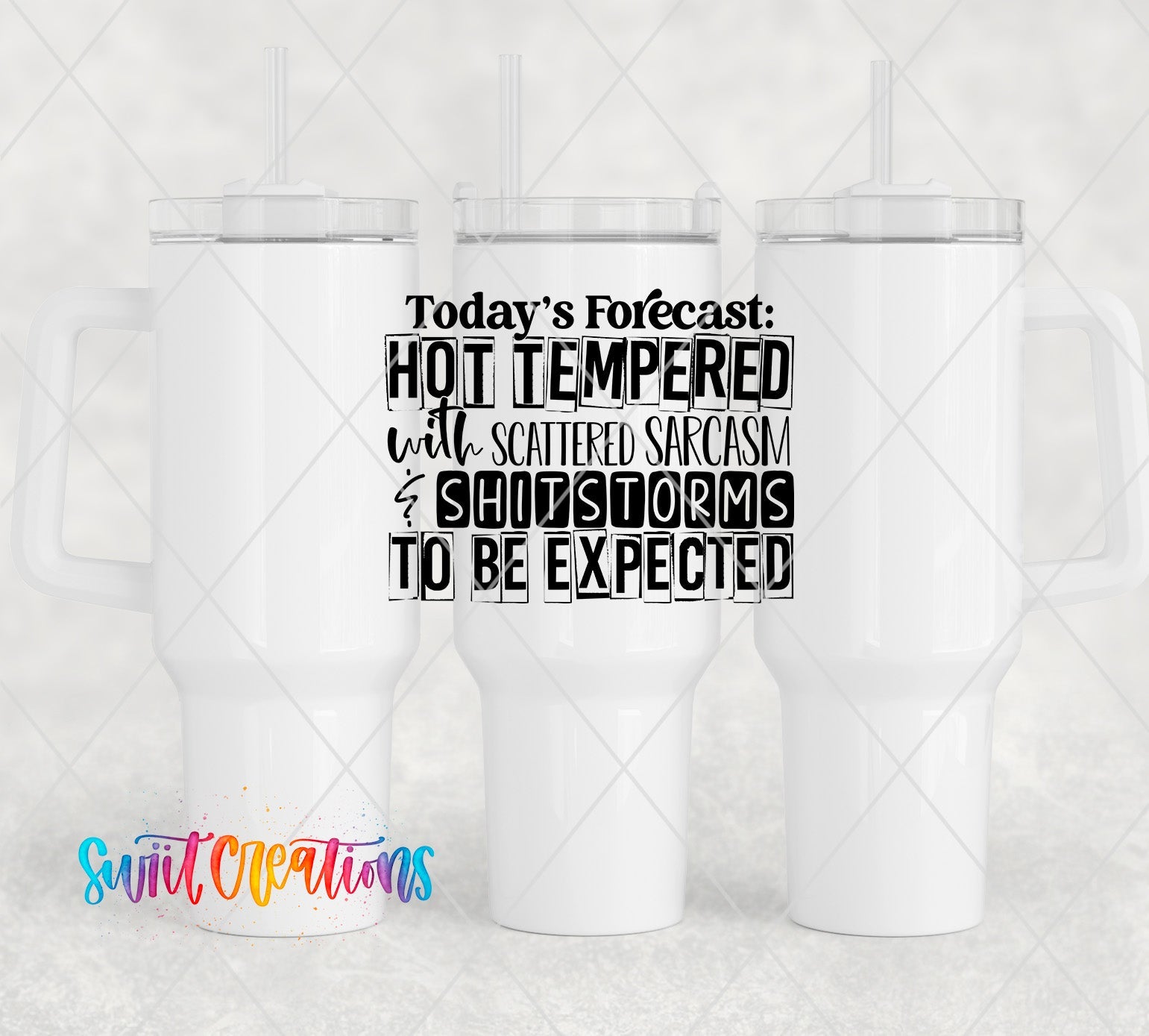 three white coffee mugs with words on them