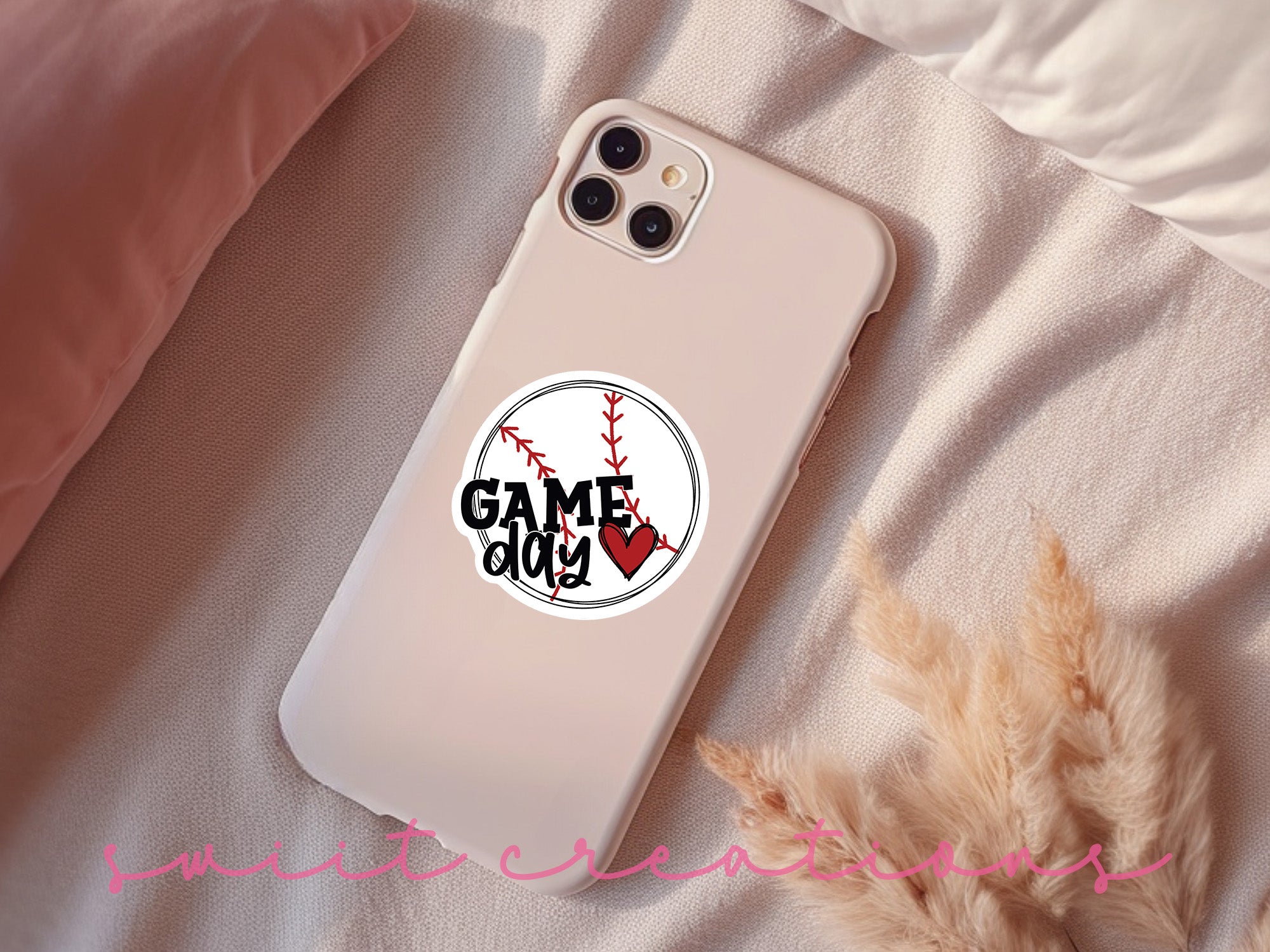 a phone case with a baseball ball on it