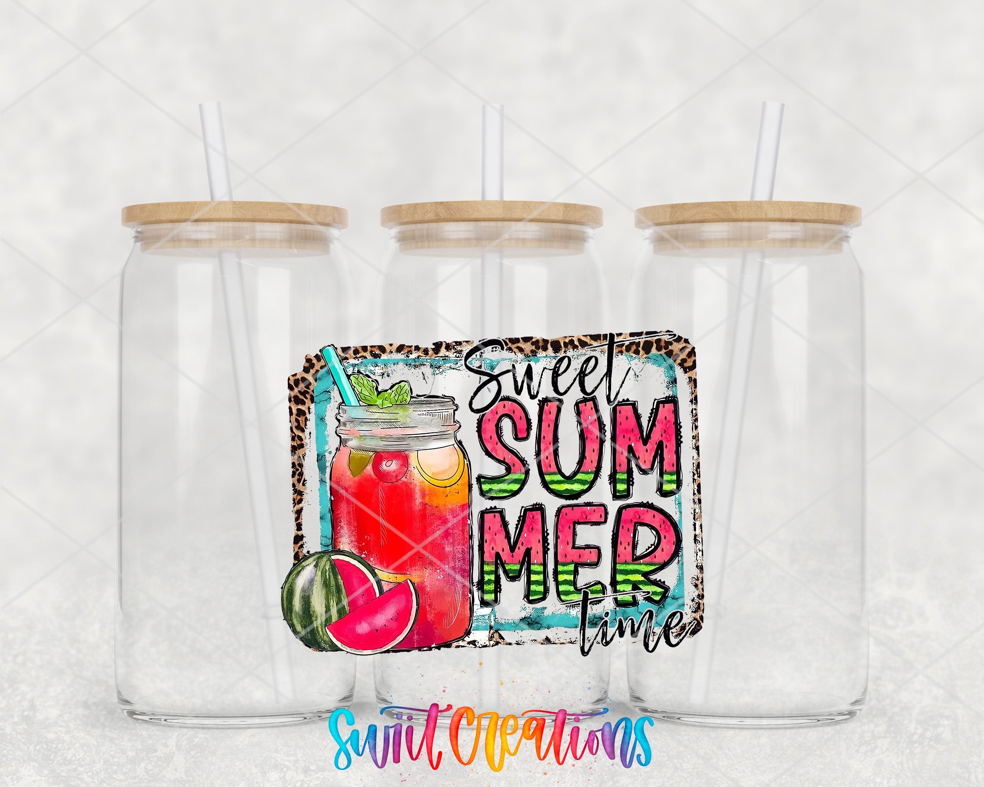a set of three plastic cups with straws in them
