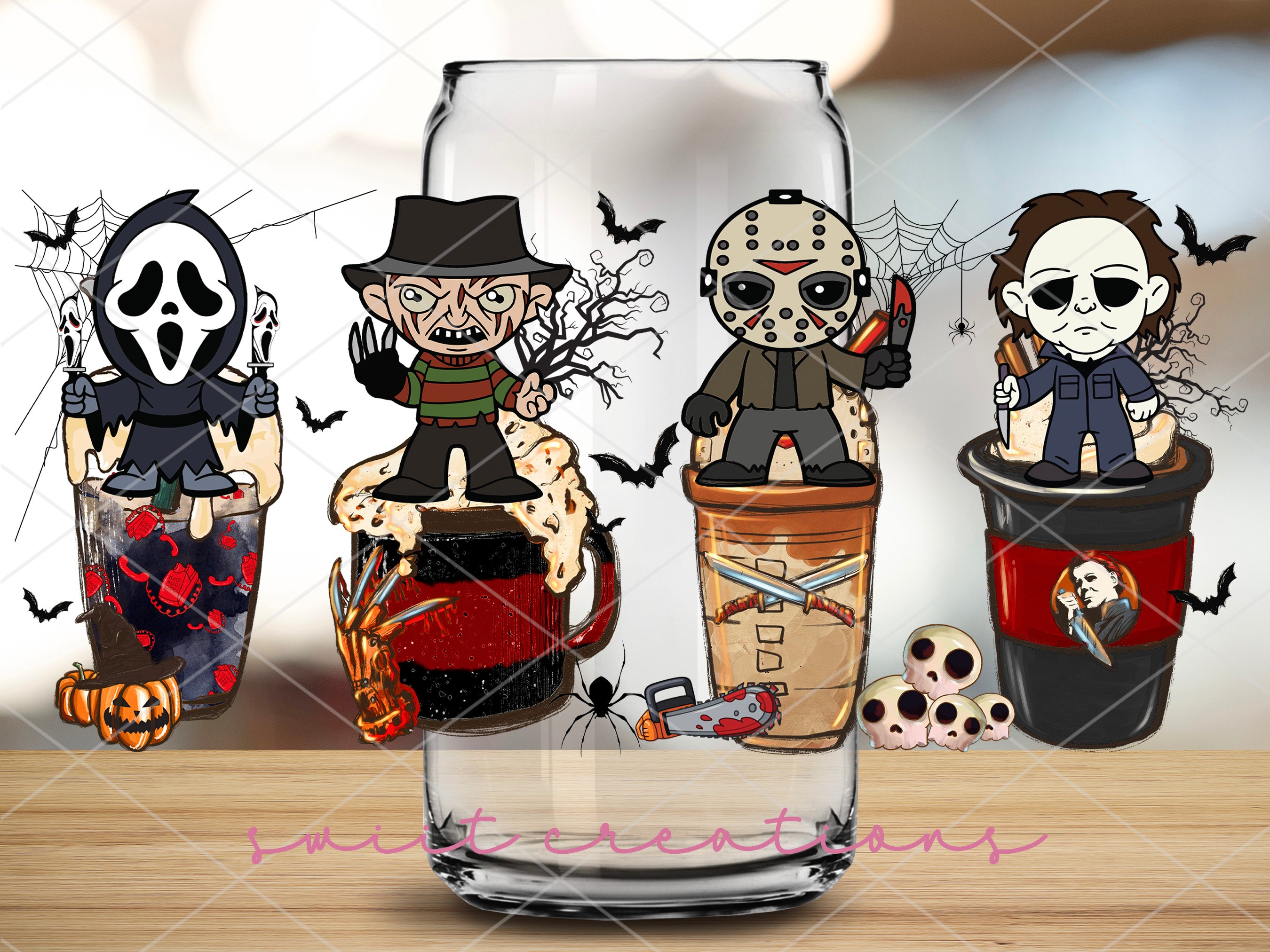 a group of halloween themed items sitting on top of a table