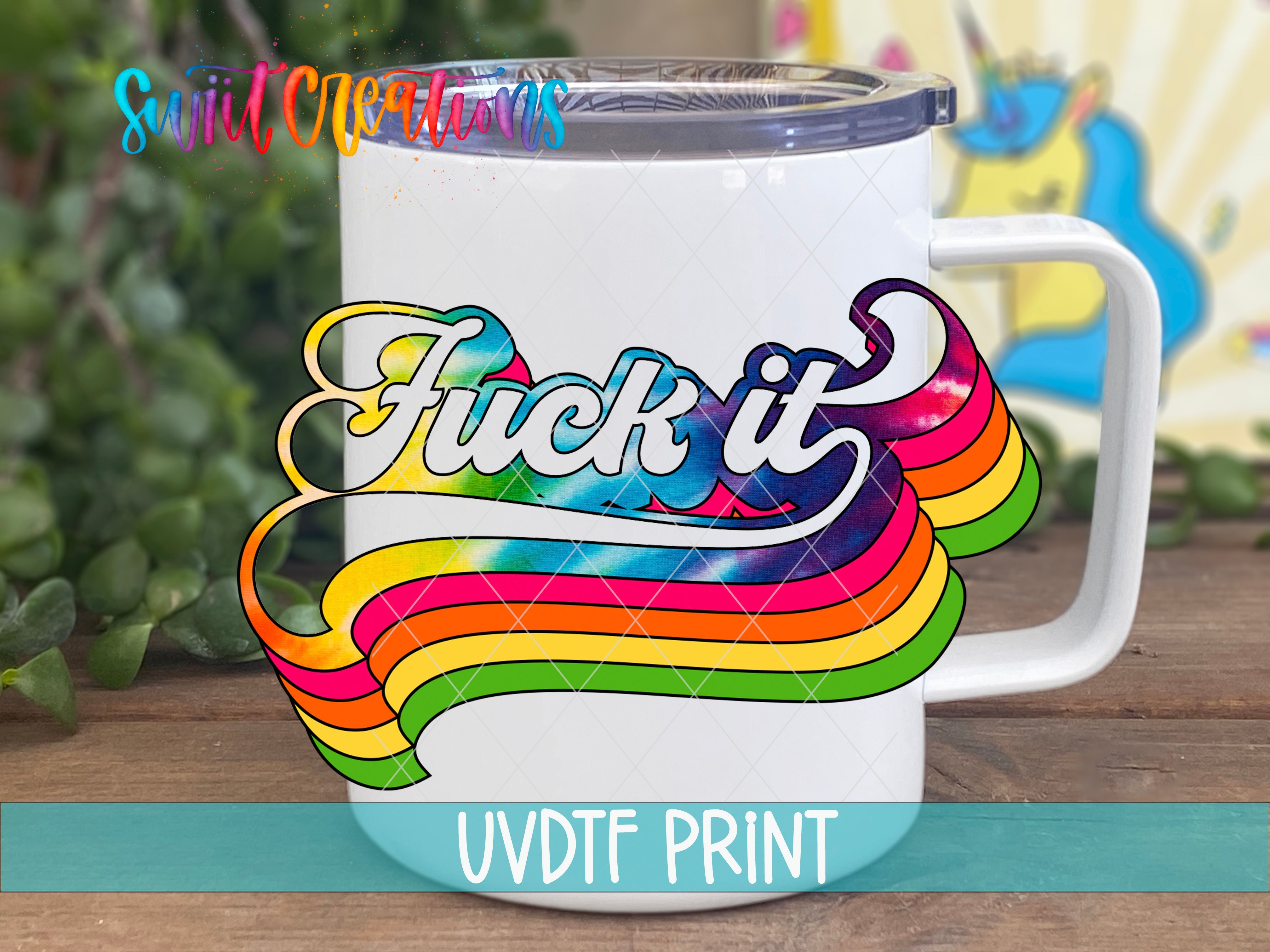 a white coffee mug with the words fuck it on it