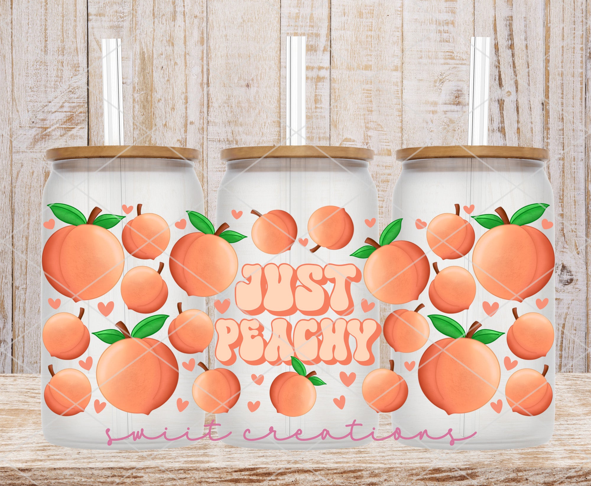a couple of oranges with the words just peach on them