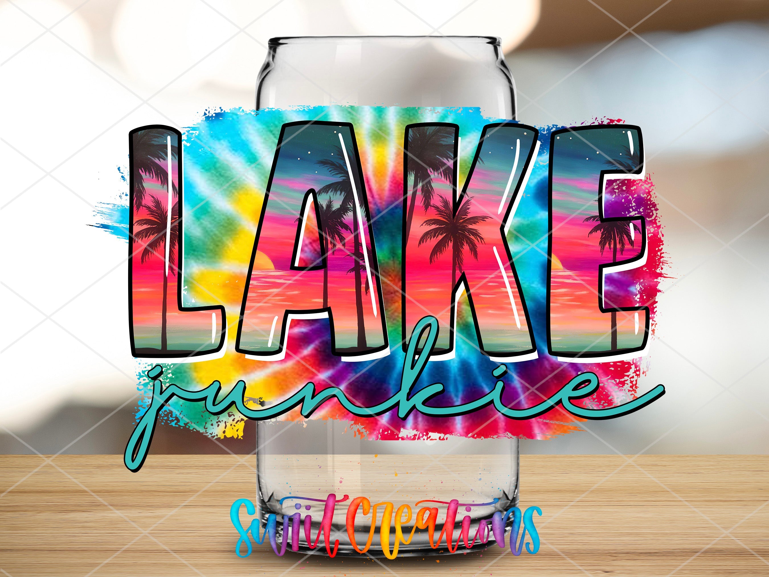 a glass jar with the word lake written on it