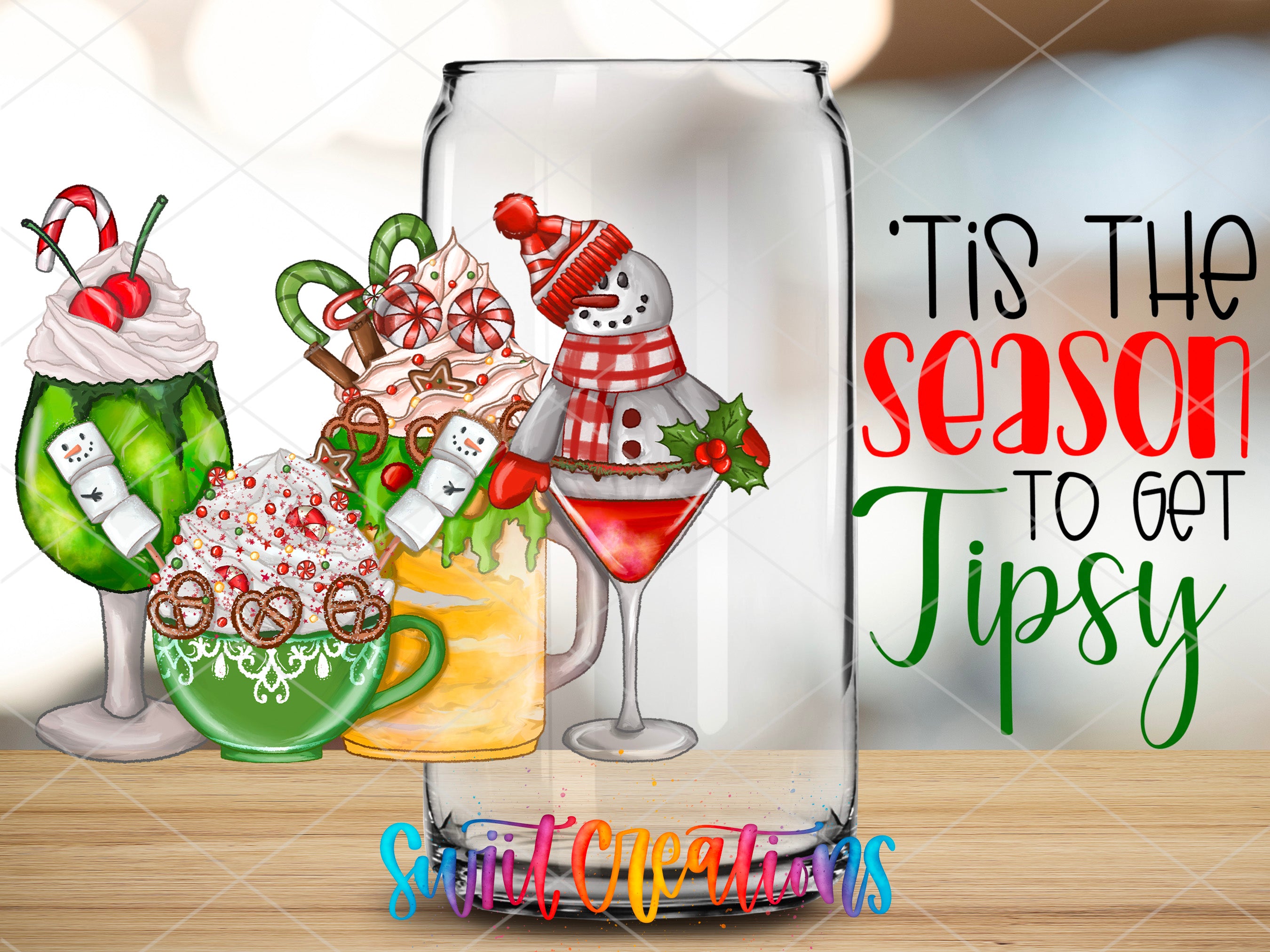 a glass jar with a christmas scene inside of it