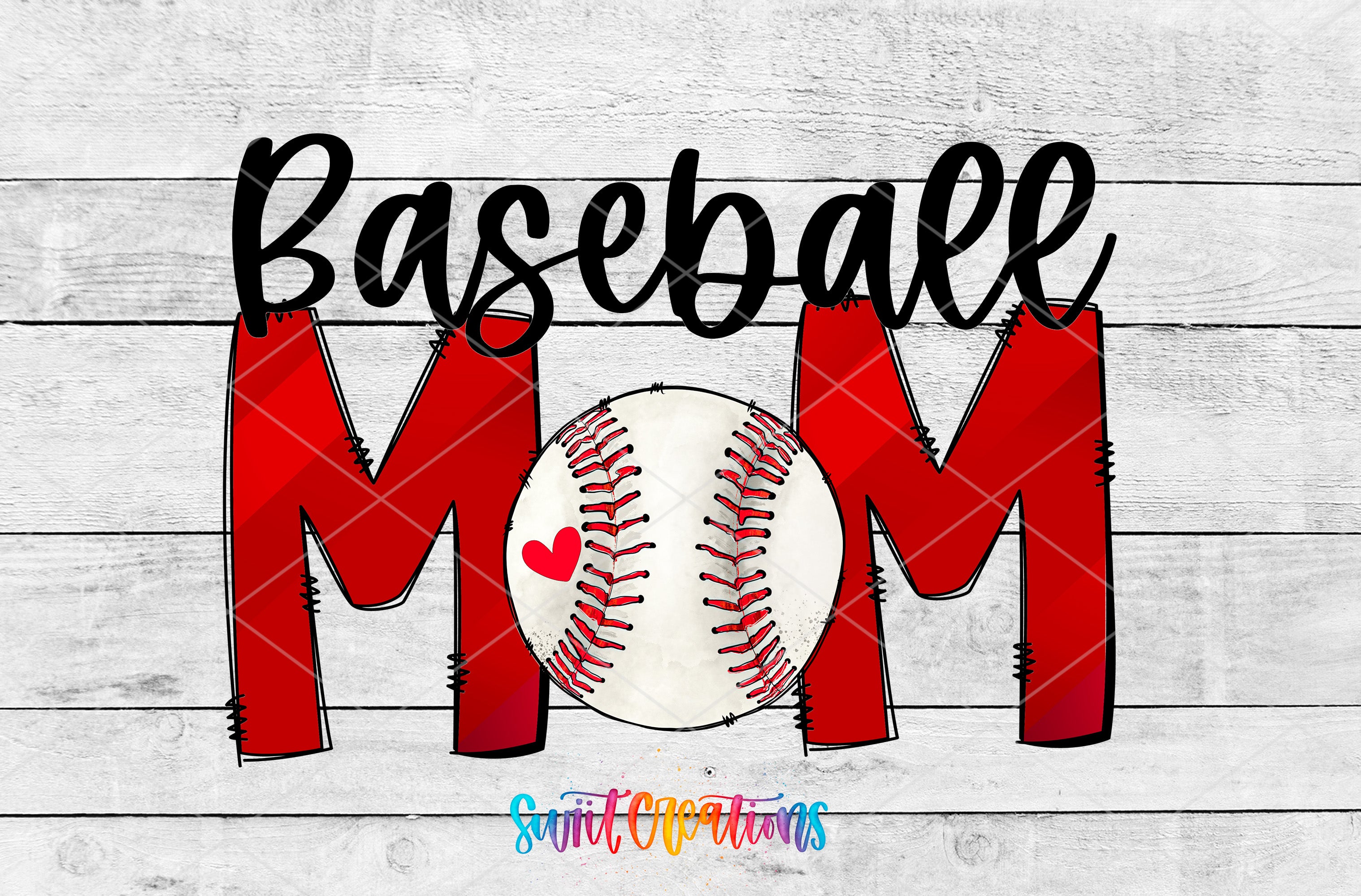 a baseball mom with a heart on it