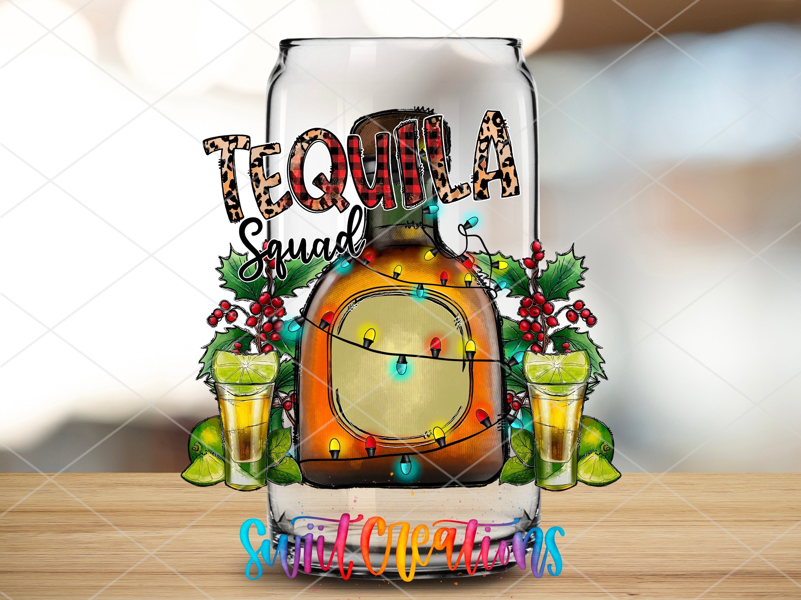 a bottle of alcohol with a clock on top of it