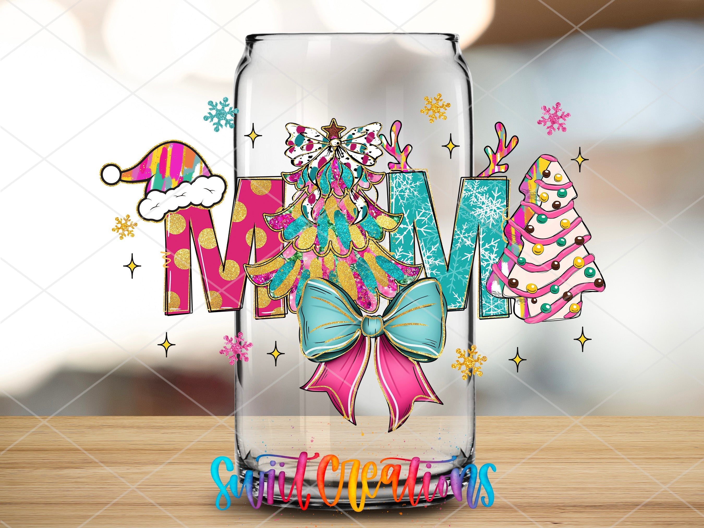 a glass jar with the word merry written in it