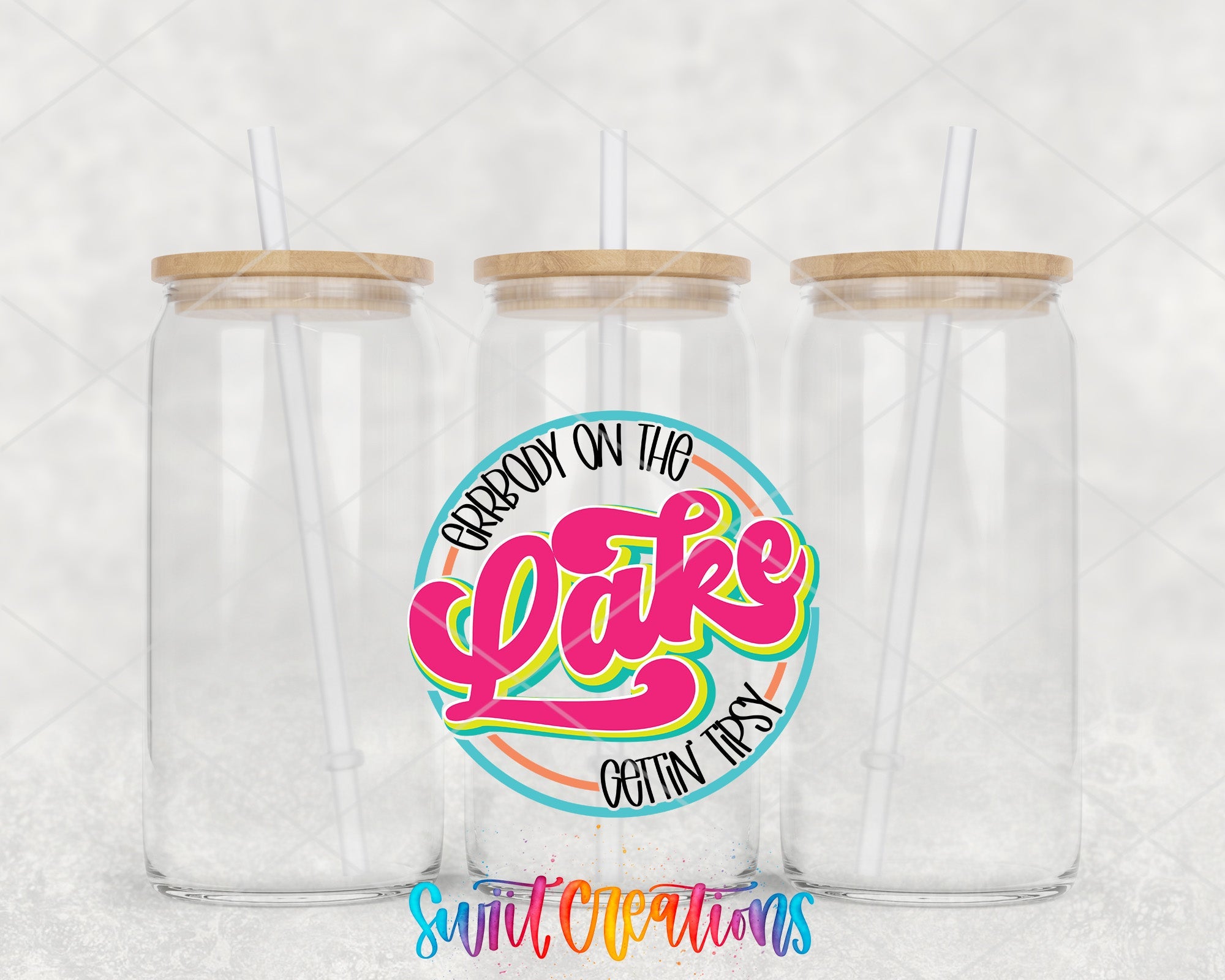three plastic cups with straws on top of them