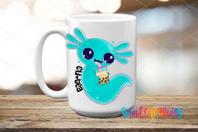 a coffee mug with an octopus holding a drink