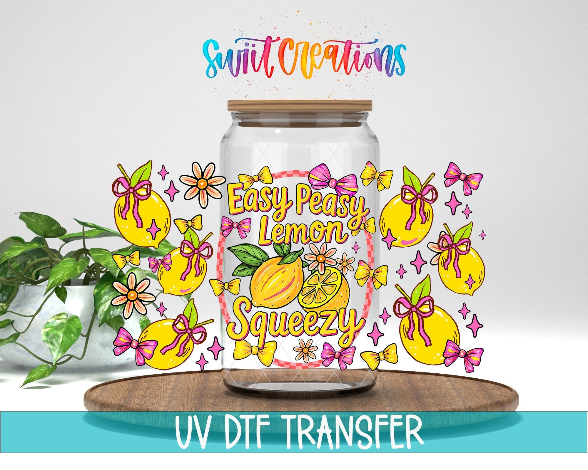 Easy Peasy Lemon Squeezy UV DTF Transfer Tumbler Wrap | Cute Lemon Bow Summer | DTF269 - Swiit Creations