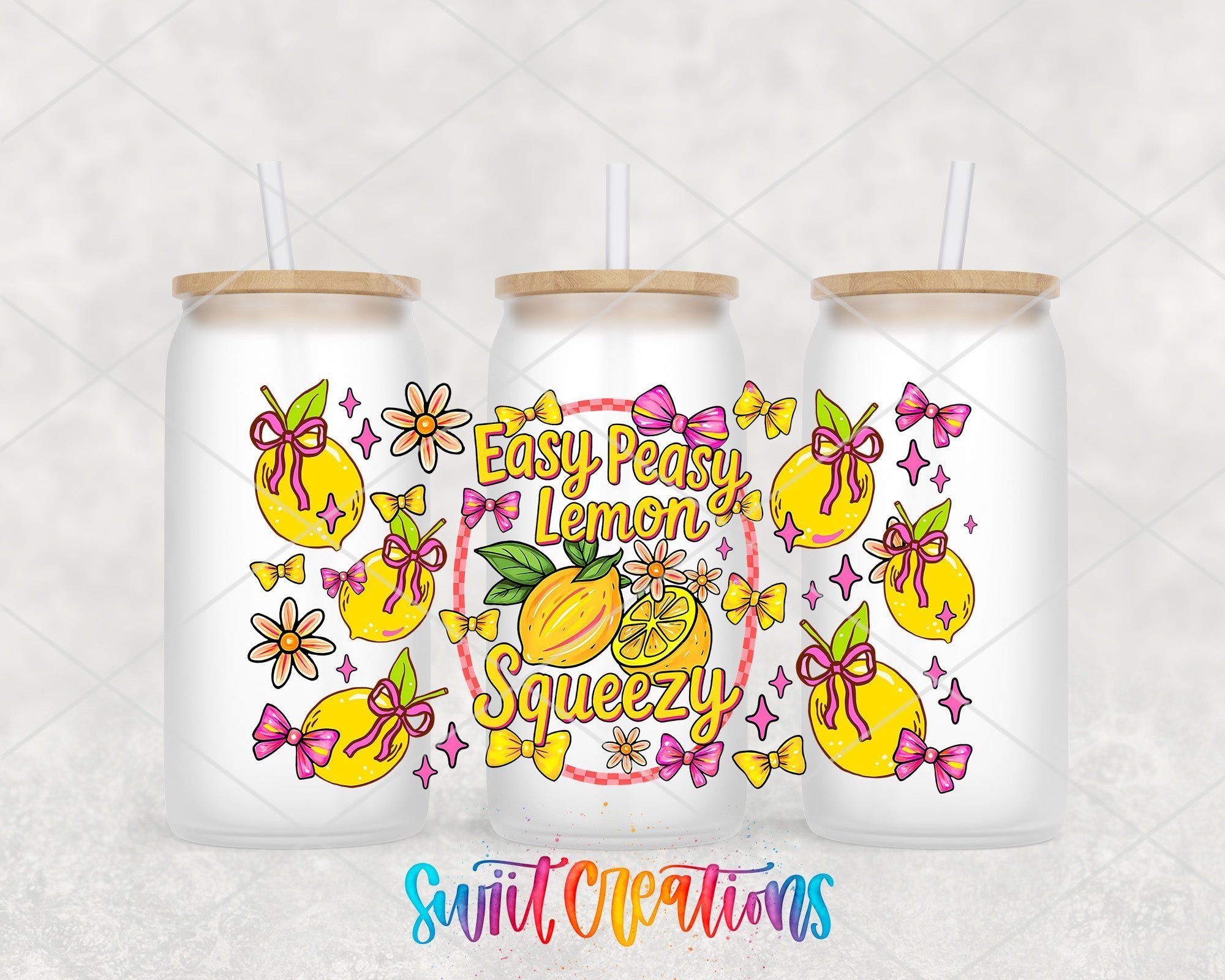 Easy Peasy Lemon Squeezy UV DTF Transfer Tumbler Wrap | Cute Lemon Bow Summer | DTF269 - Swiit Creations