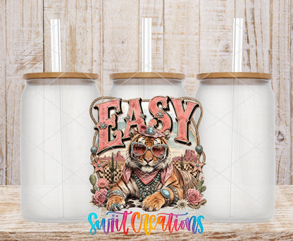 Easy Tiger Western Glam UV DTF Transfer | Cowgirl Tiger Drinkware Design | UV2075 - Swiit Creations