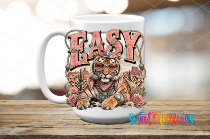 Easy Tiger Western Glam UV DTF Transfer | Cowgirl Tiger Drinkware Design | UV2075 - Swiit Creations