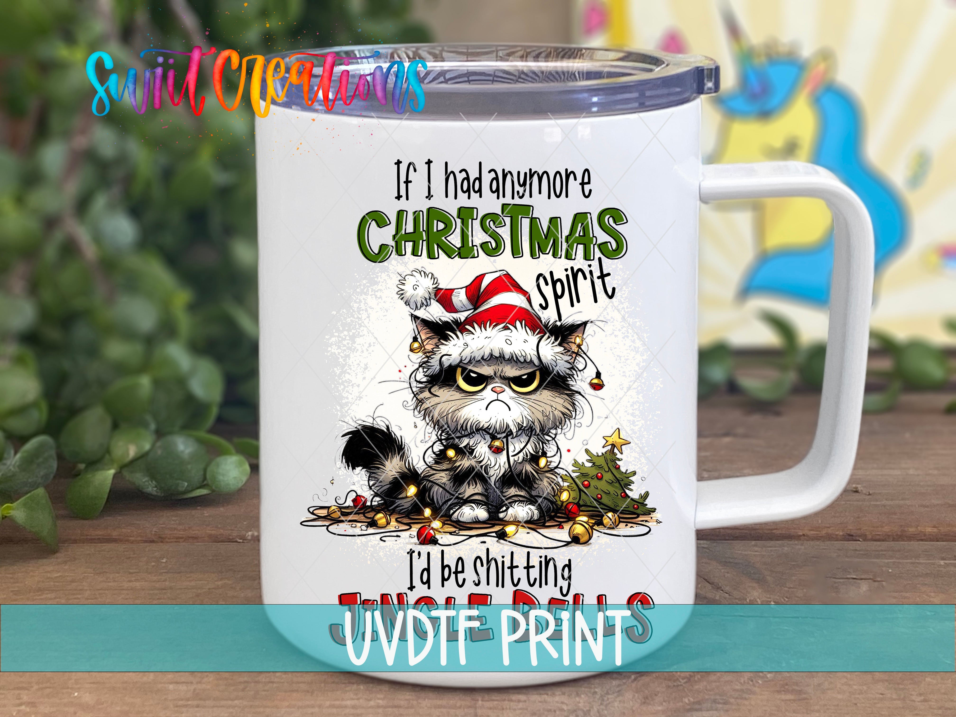 a white coffee mug with a racoon wearing a santa hat