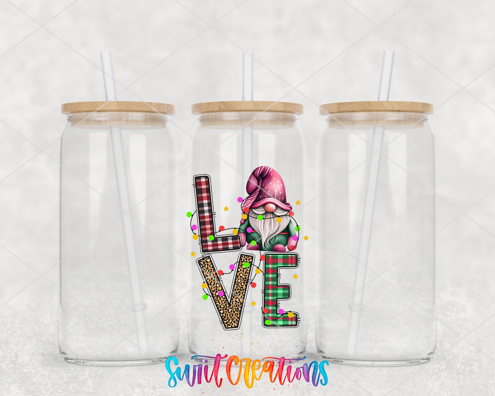 two clear tumblers with the words love on them