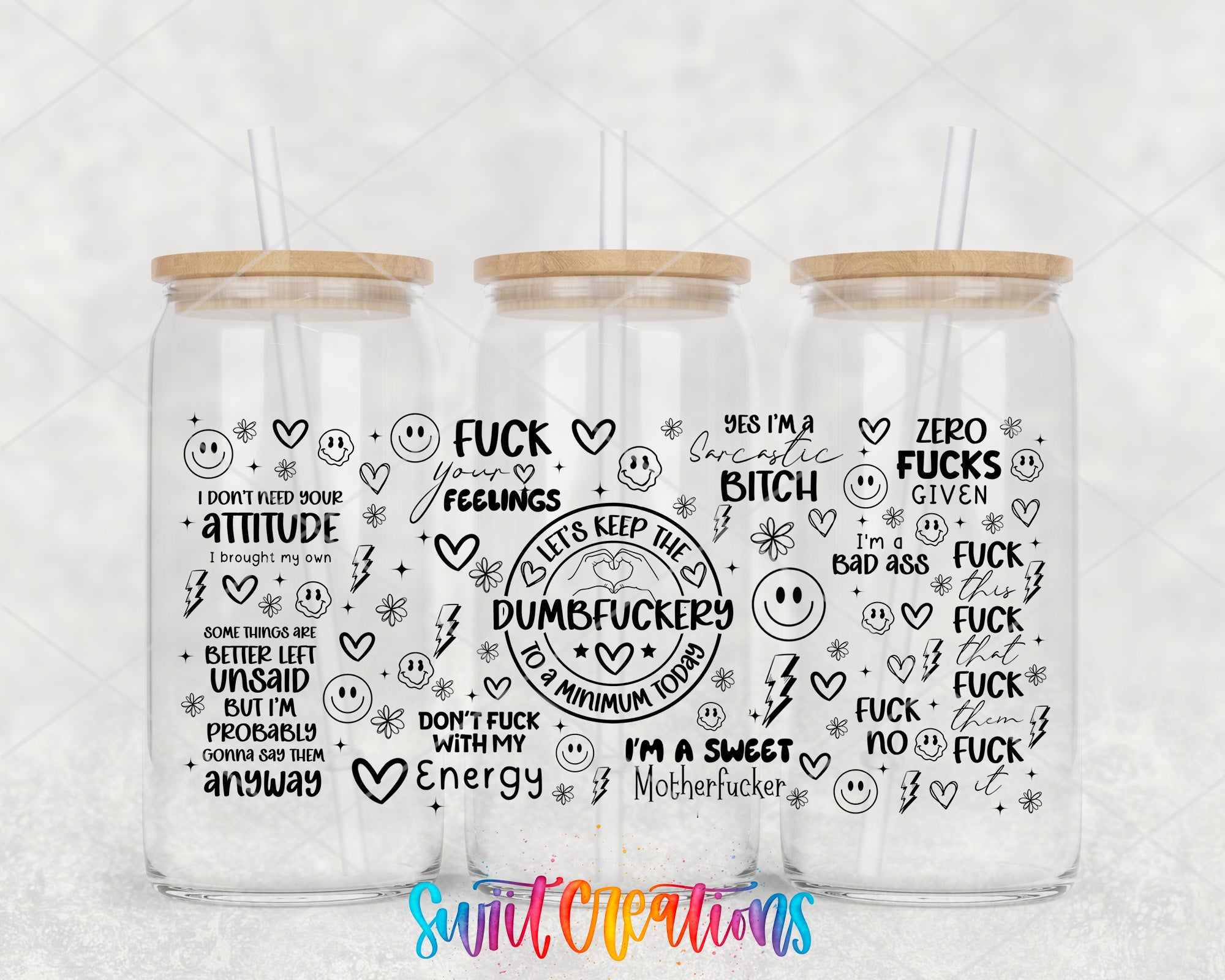 a couple of mason jars sitting on top of a table