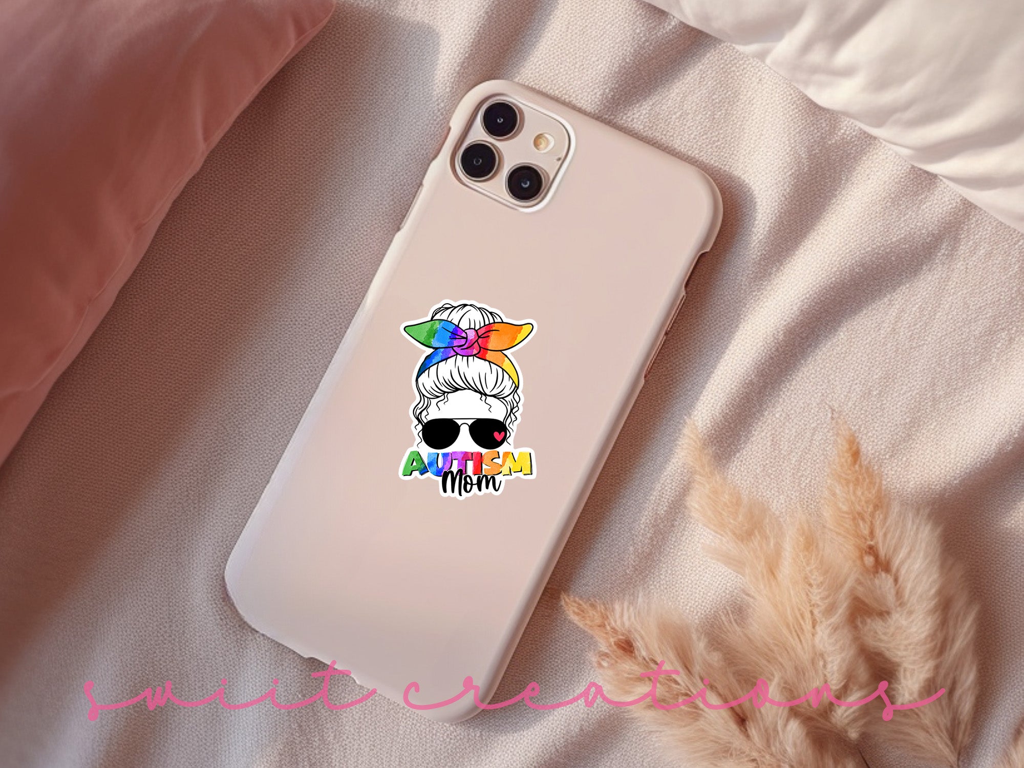 a phone case with an image of a woman with a rainbow hairdo