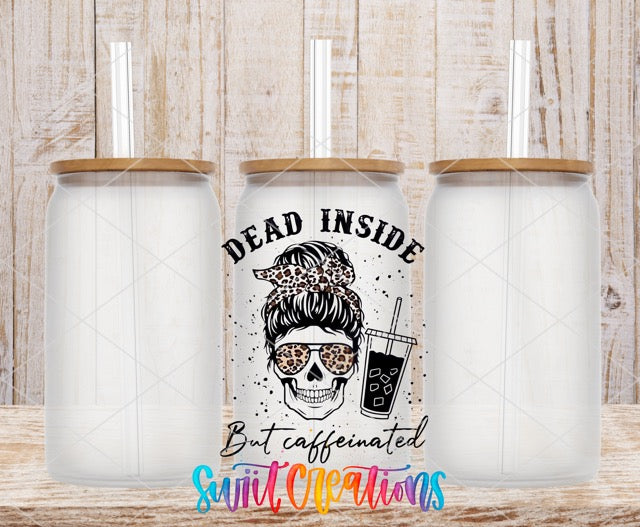 two white coffee mugs with the words dead inside