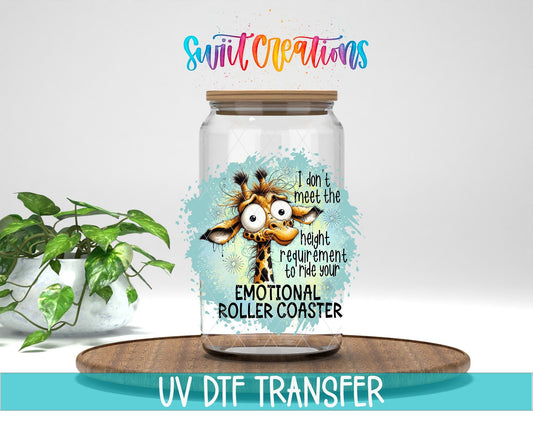 Swiit Creations UV DTF Emotional Roller Coaster transfer displayed on a clear jar mockup