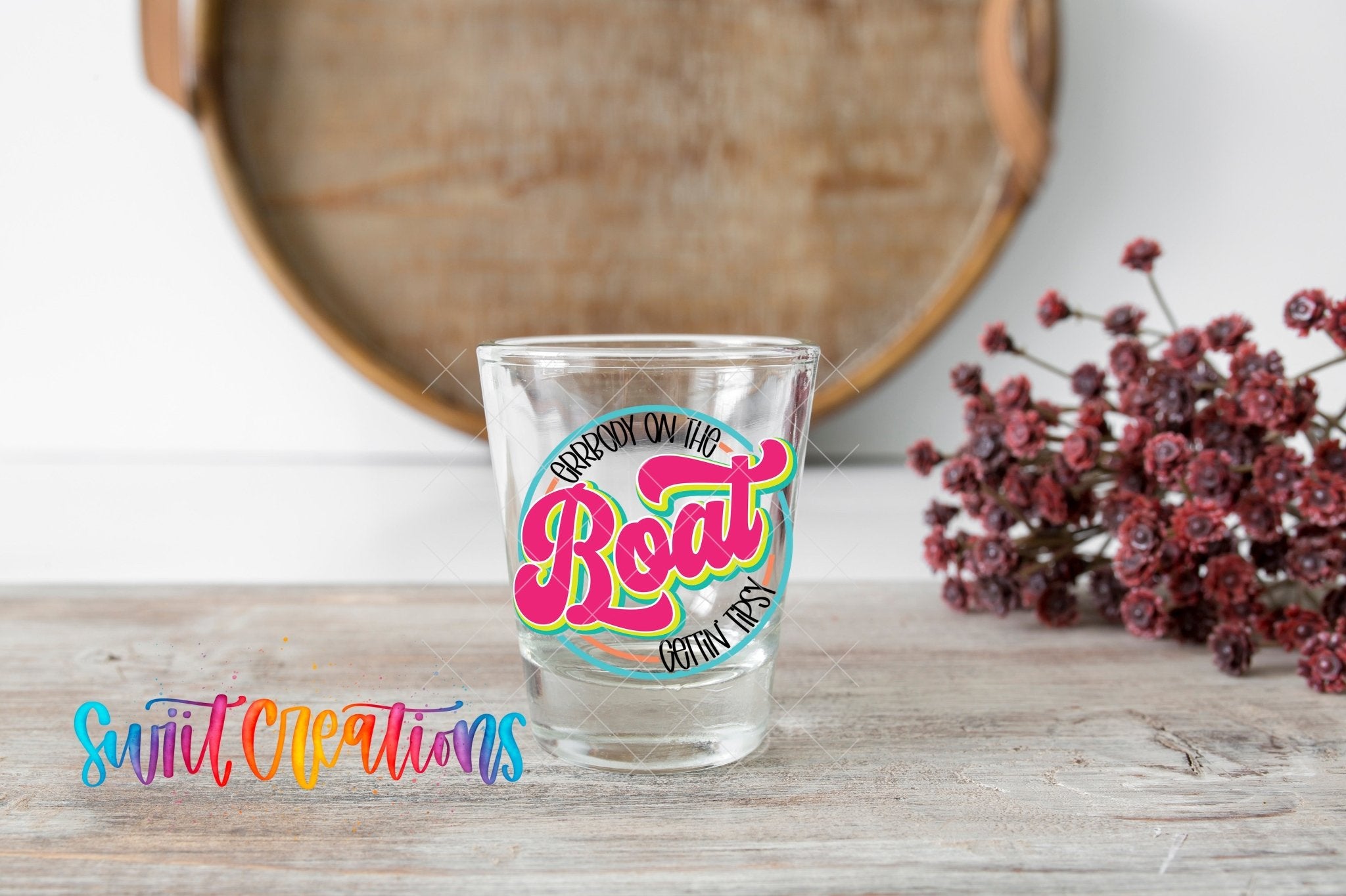 Everybody on the Boat Gettin Tipsy UV DTF Shot Glass Transfer | SG846 - Swiit Creations