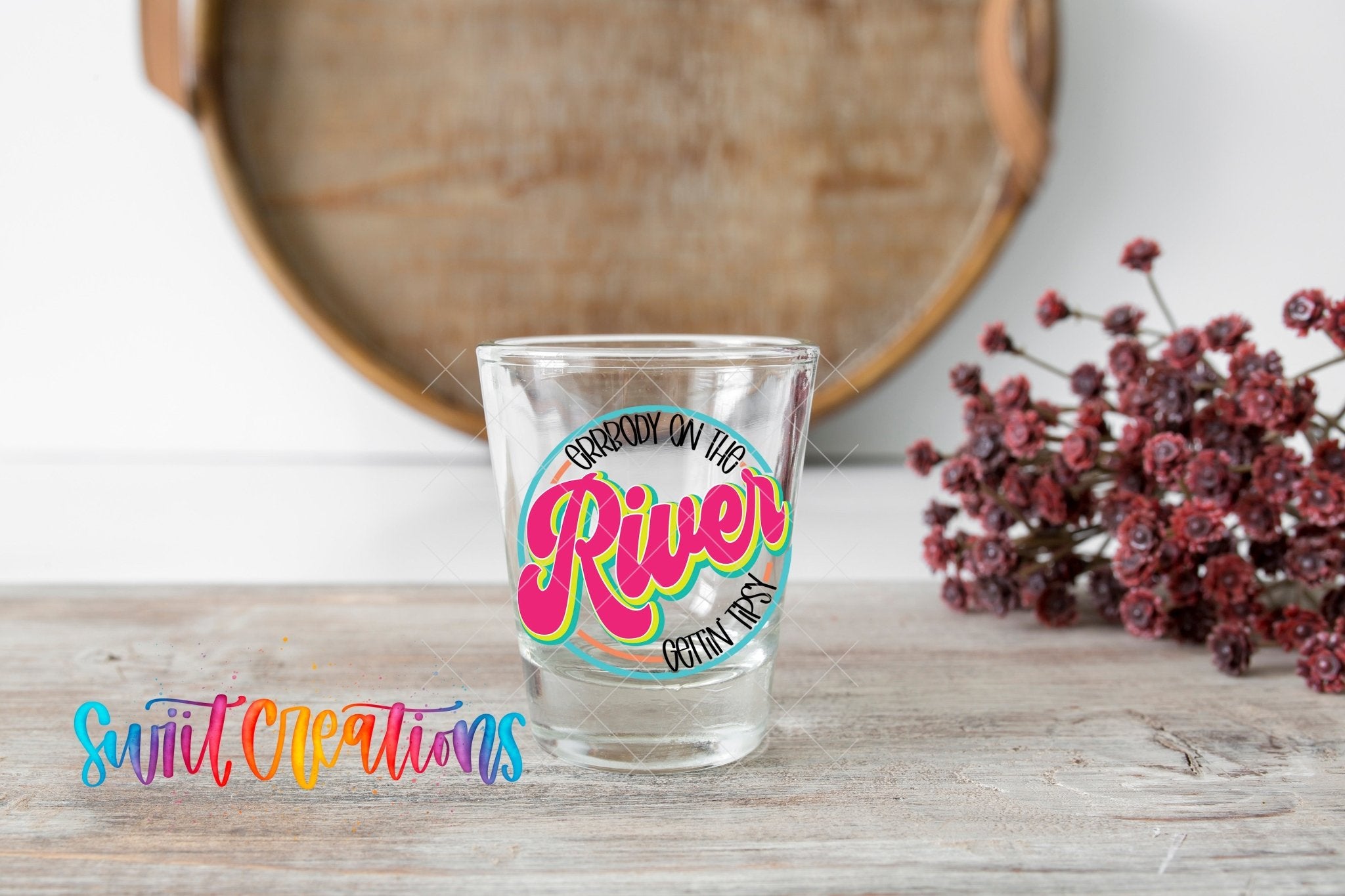 Everybody on the River Gettin Tipsy UV DTF Shot Glass Transfer | SG849 - Swiit Creations