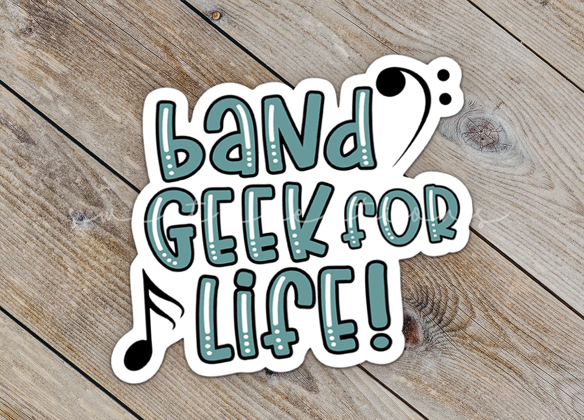 a sticker that says band geek for life
