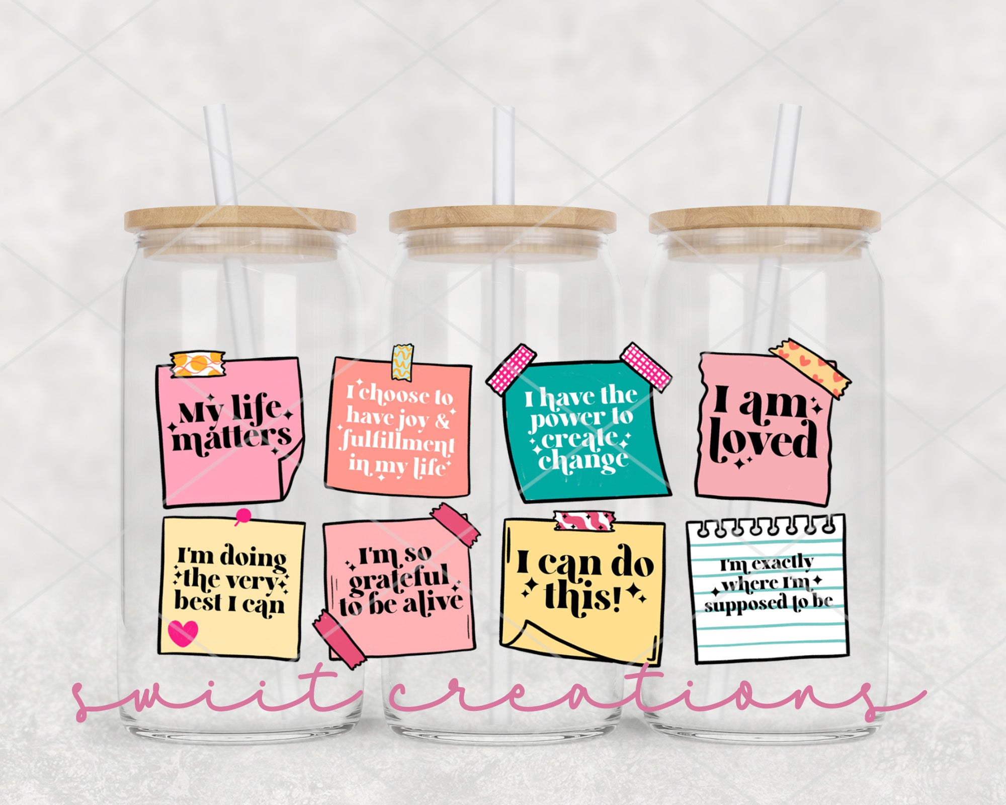 a couple of glass jars with stickers on them