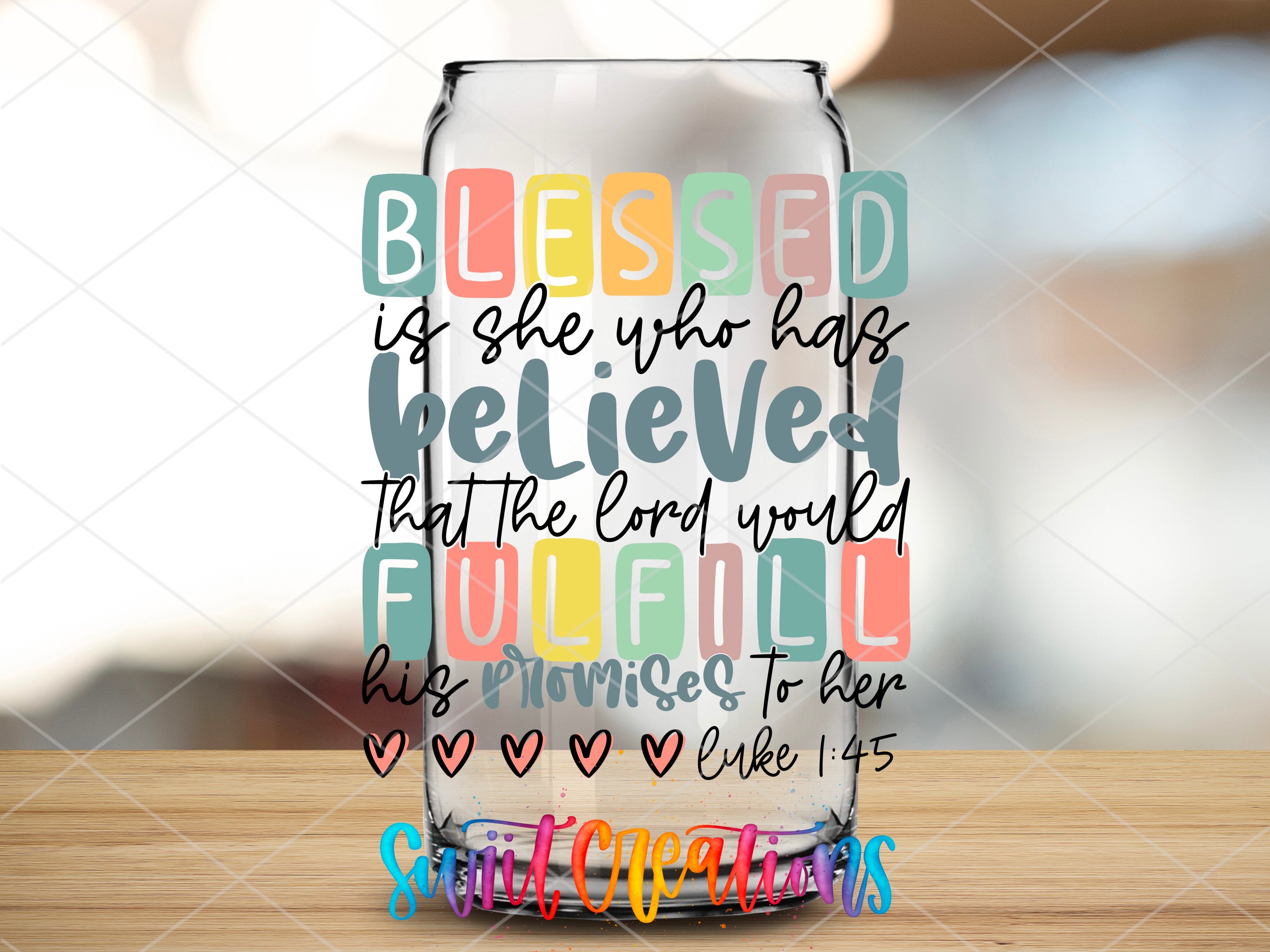 a glass with a bible verse on it