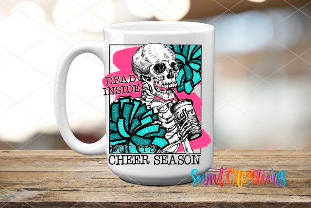 a coffee mug with a skeleton holding a camera