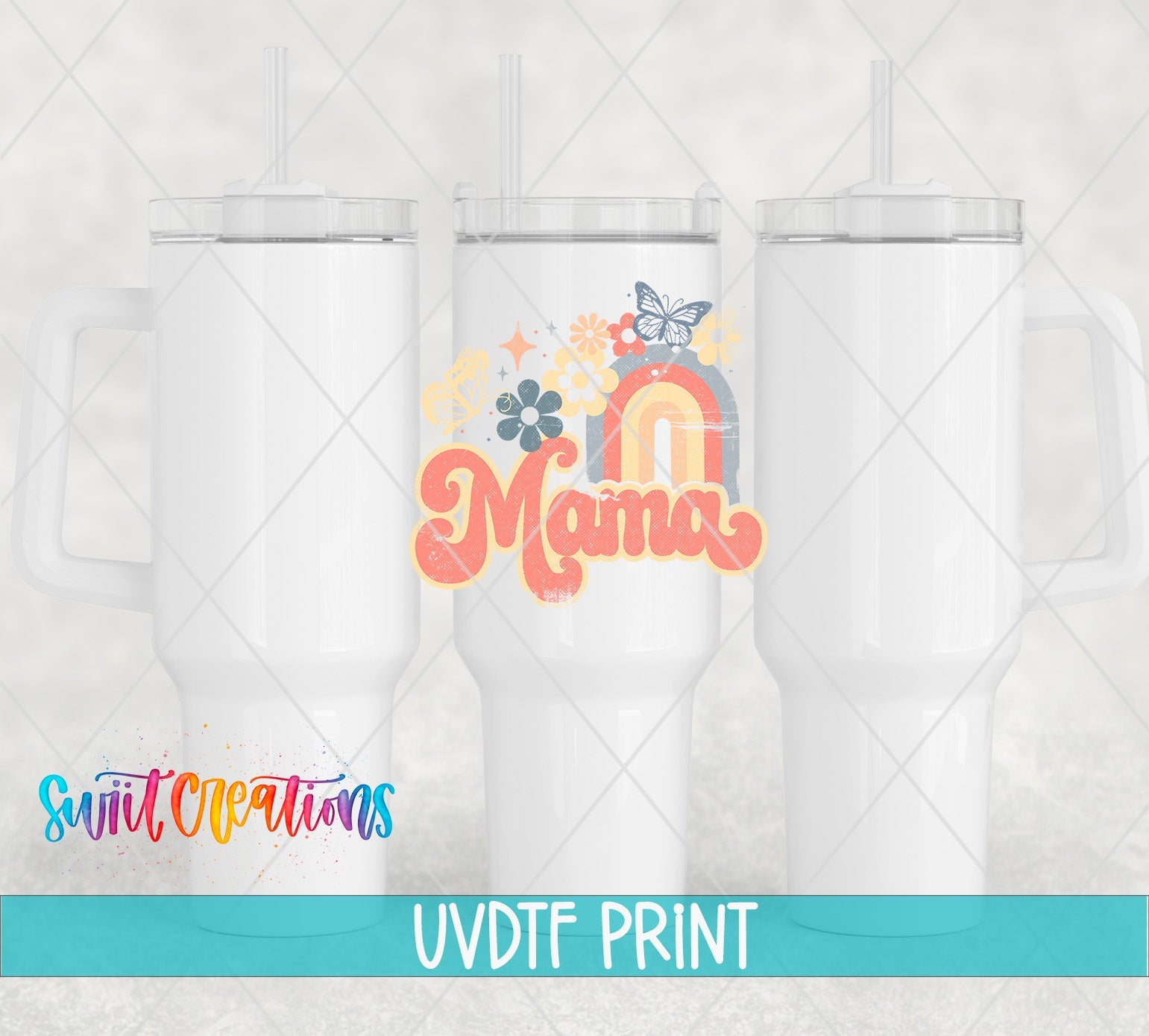 three white tumblers with the words mamas on them