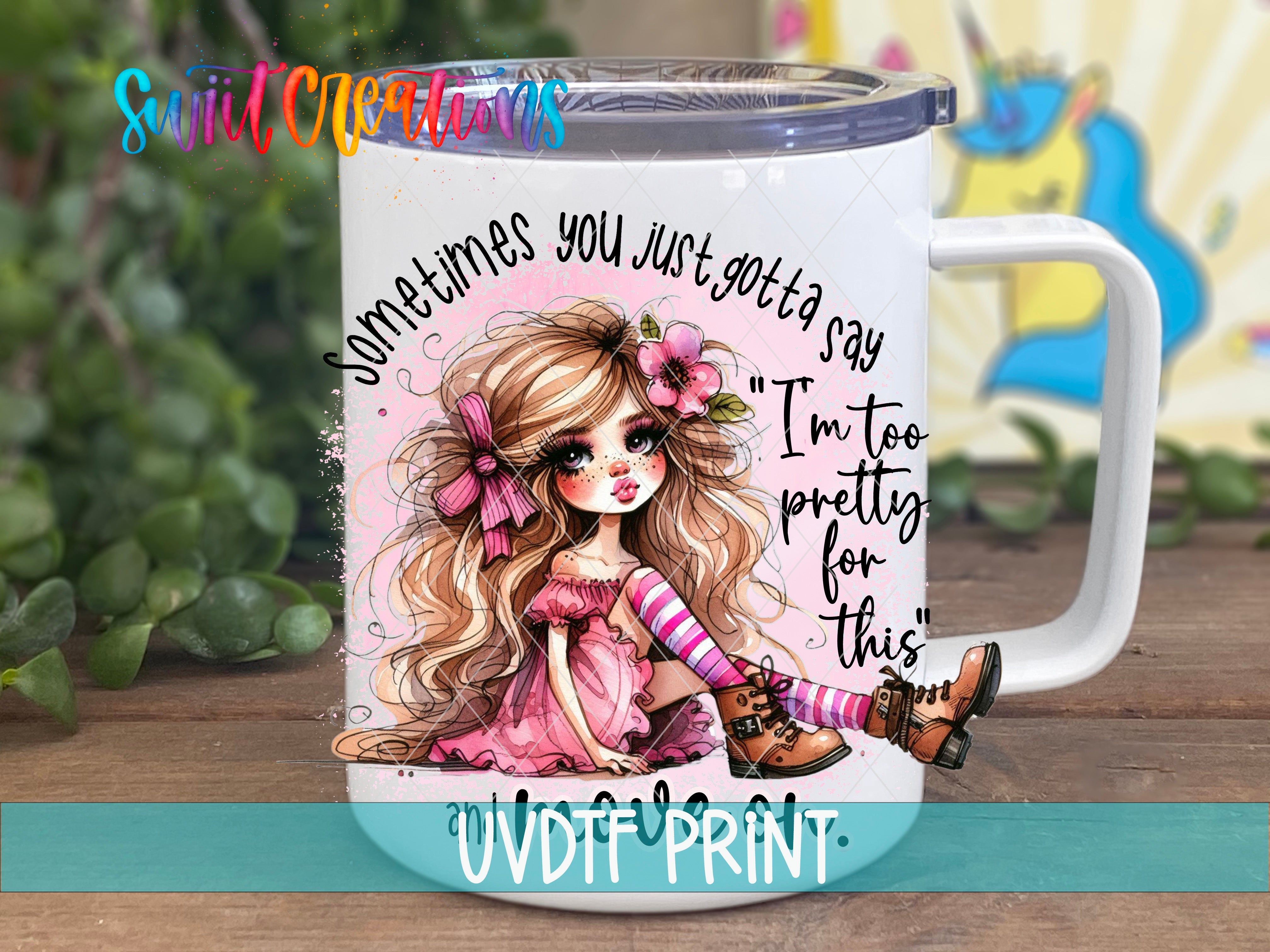 a coffee mug with a picture of a girl on it