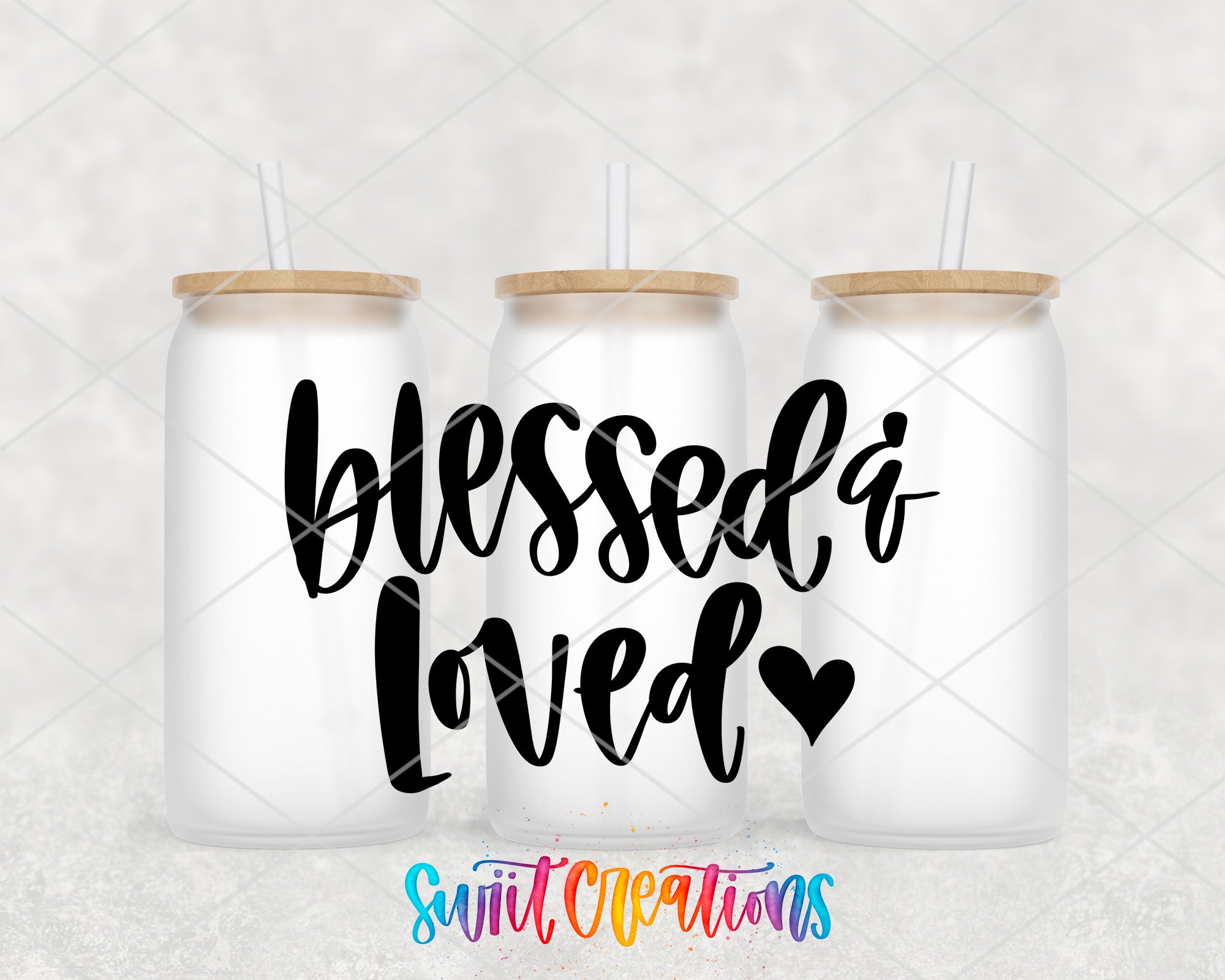 a couple of mason jars with the words, blessed and loved