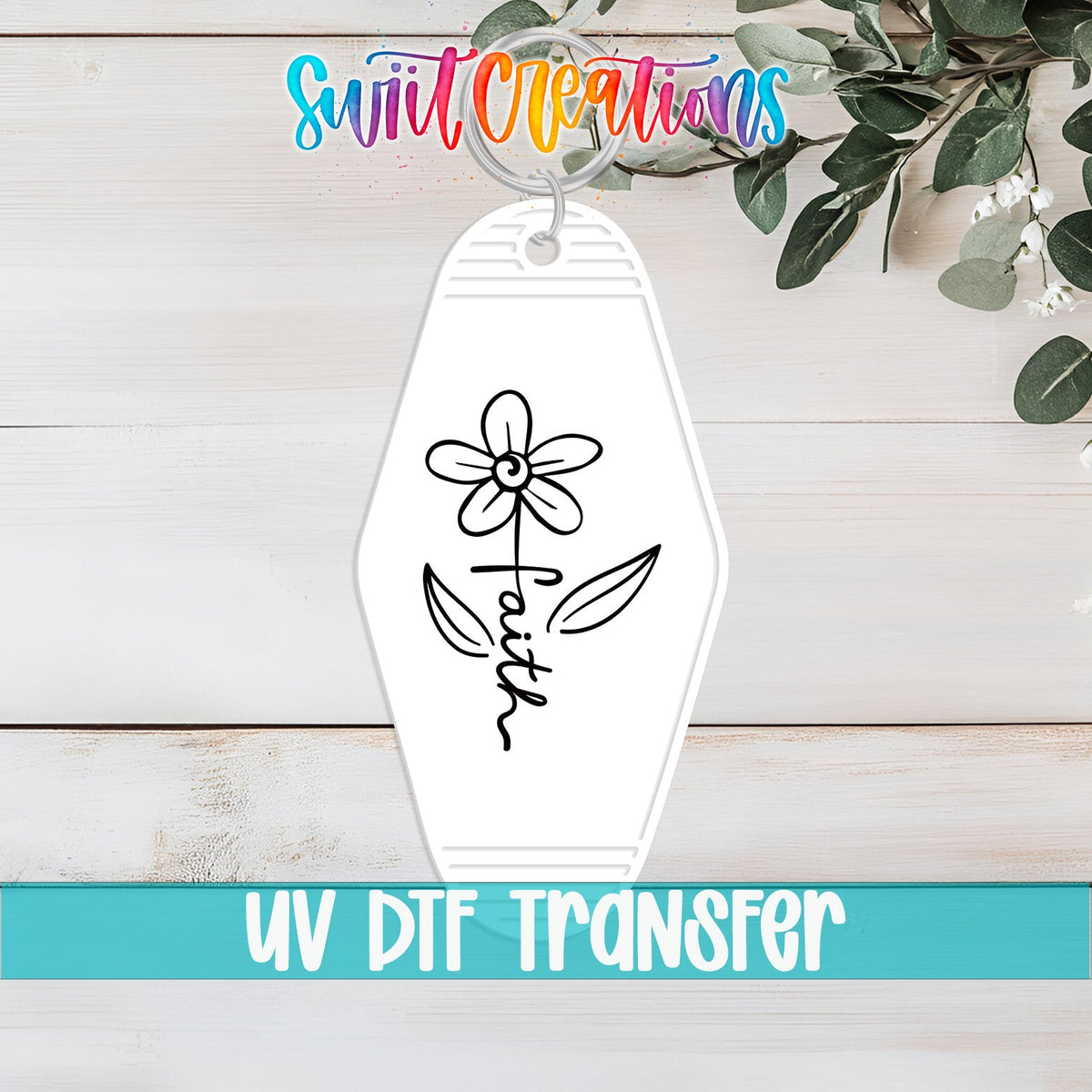 Faith Flower Motel Keychain UV DTF Transfer Decal | MK136 - Swiit Creations