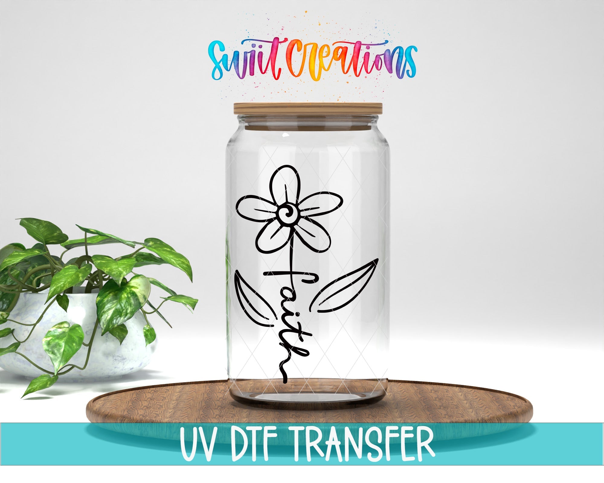 Faith Flower UV DTF Cup Decal | UV136 - Swiit Creations