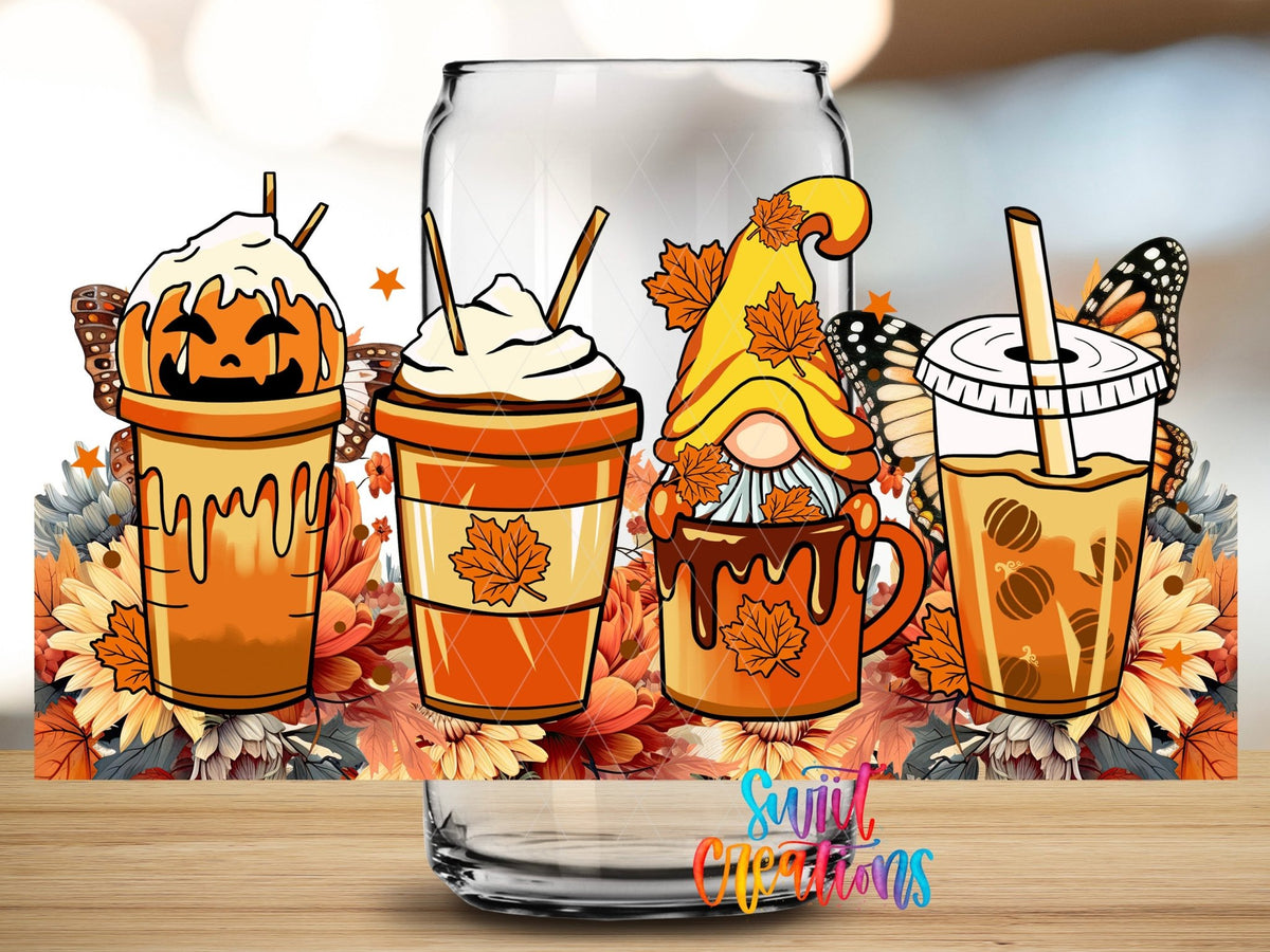 Fall Coffee Gnome UV DTF Transfer Tumbler Wrap | Pumpkin Spice Autumn | DTF145 - Swiit Creations