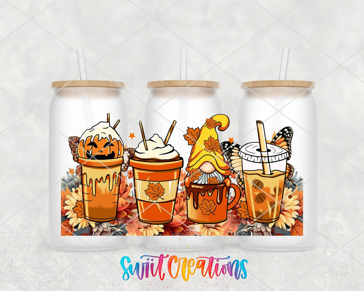 Fall Coffee Gnome UV DTF Transfer Tumbler Wrap | Pumpkin Spice Autumn | DTF145 - Swiit Creations