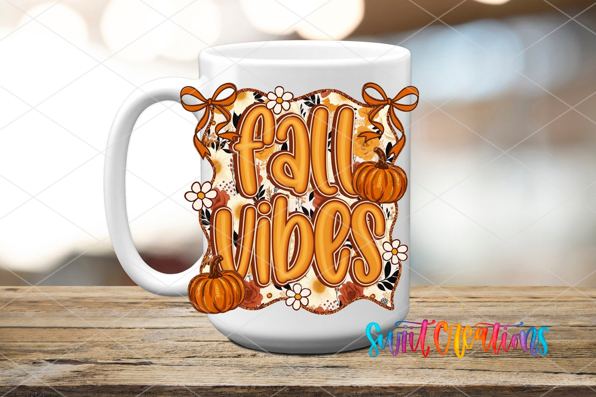 Fall Vibes UV DTF Decal | Pumpkin Floral Autumn Tumbler Wrap | UV1547 - Swiit Creations