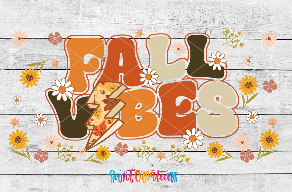 Fall Vibes UV DTF Transfer Tumbler Wrap | Retro Floral Autumn | DTF150 - Swiit Creations