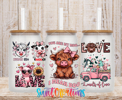 Farm Valentine UV DTF Transfer Tumbler Wrap | Highland Cow Pig Love | DTF204 - Swiit Creations