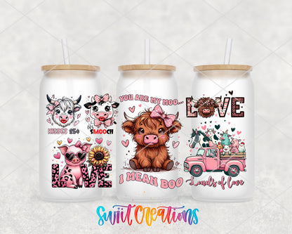Farm Valentine UV DTF Transfer Tumbler Wrap | Highland Cow Pig Love | DTF204 - Swiit Creations