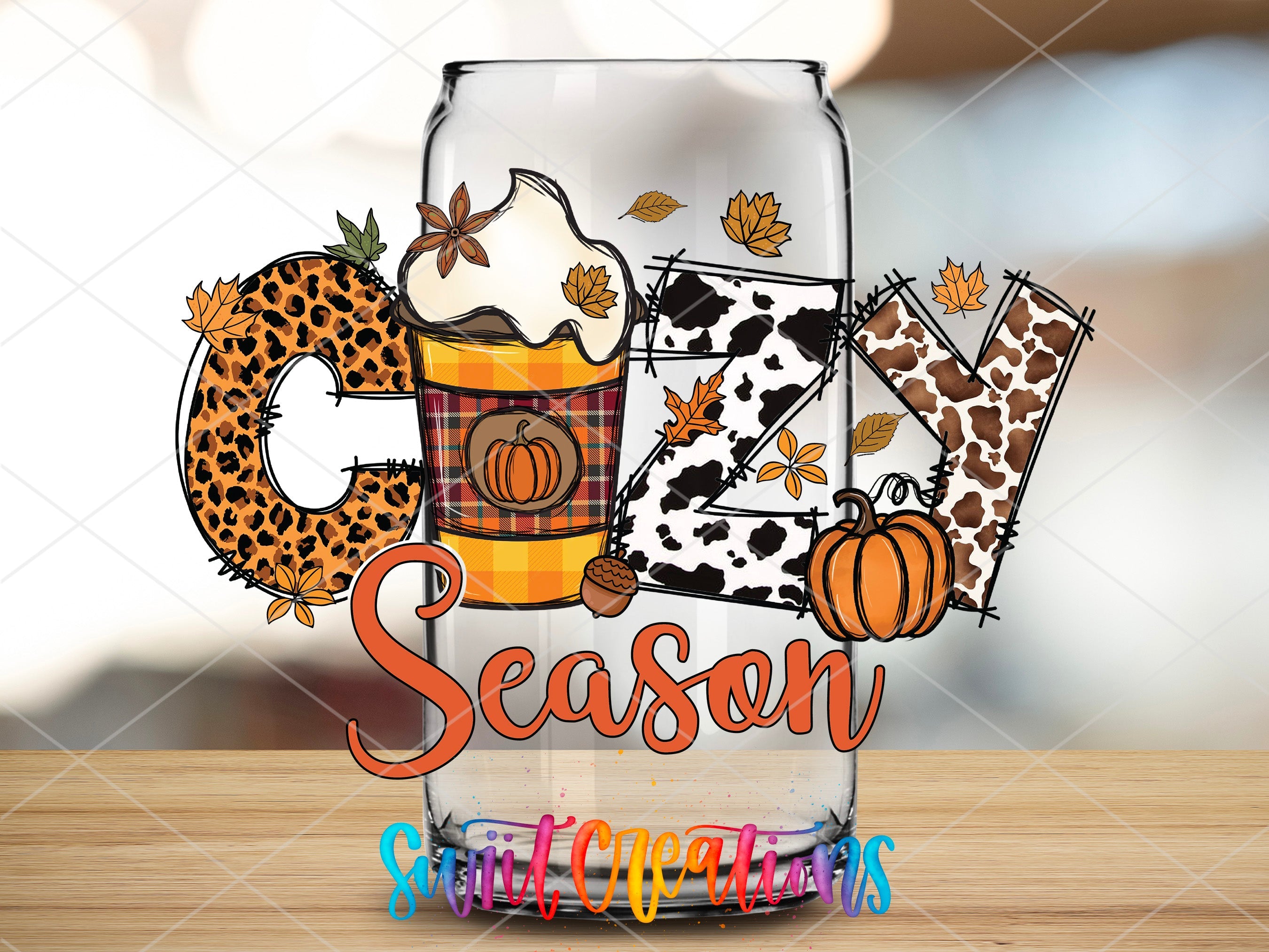 a glass with the word season written on it