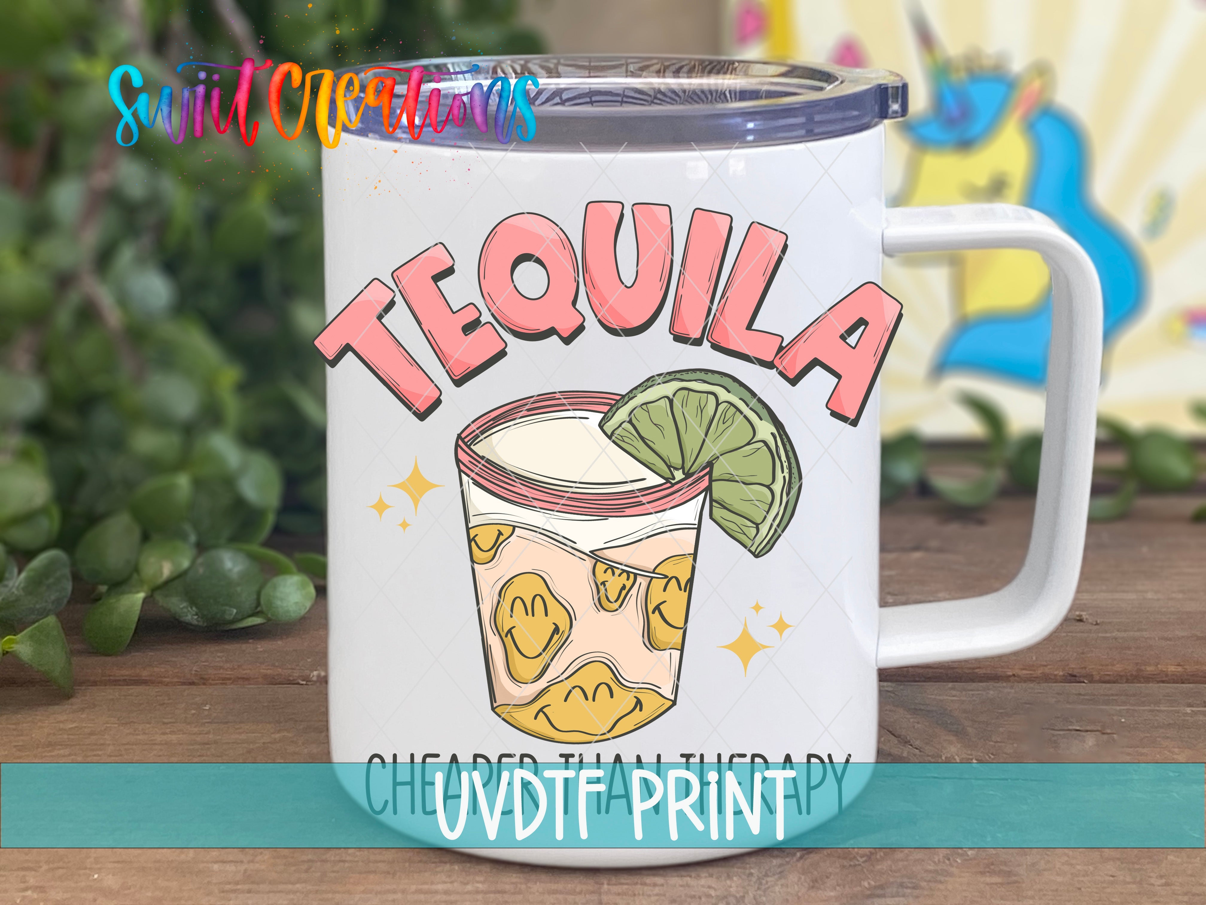 a white coffee mug with a lime on it