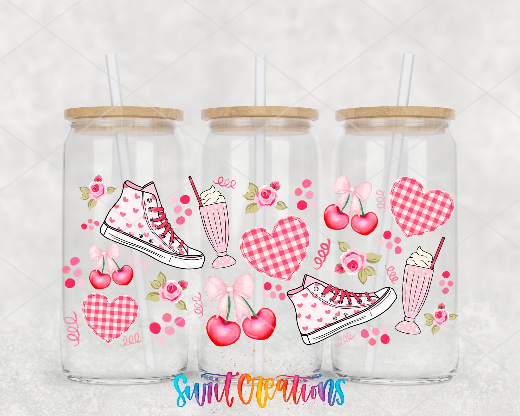 a couple of glass jars filled with cherries and cherries