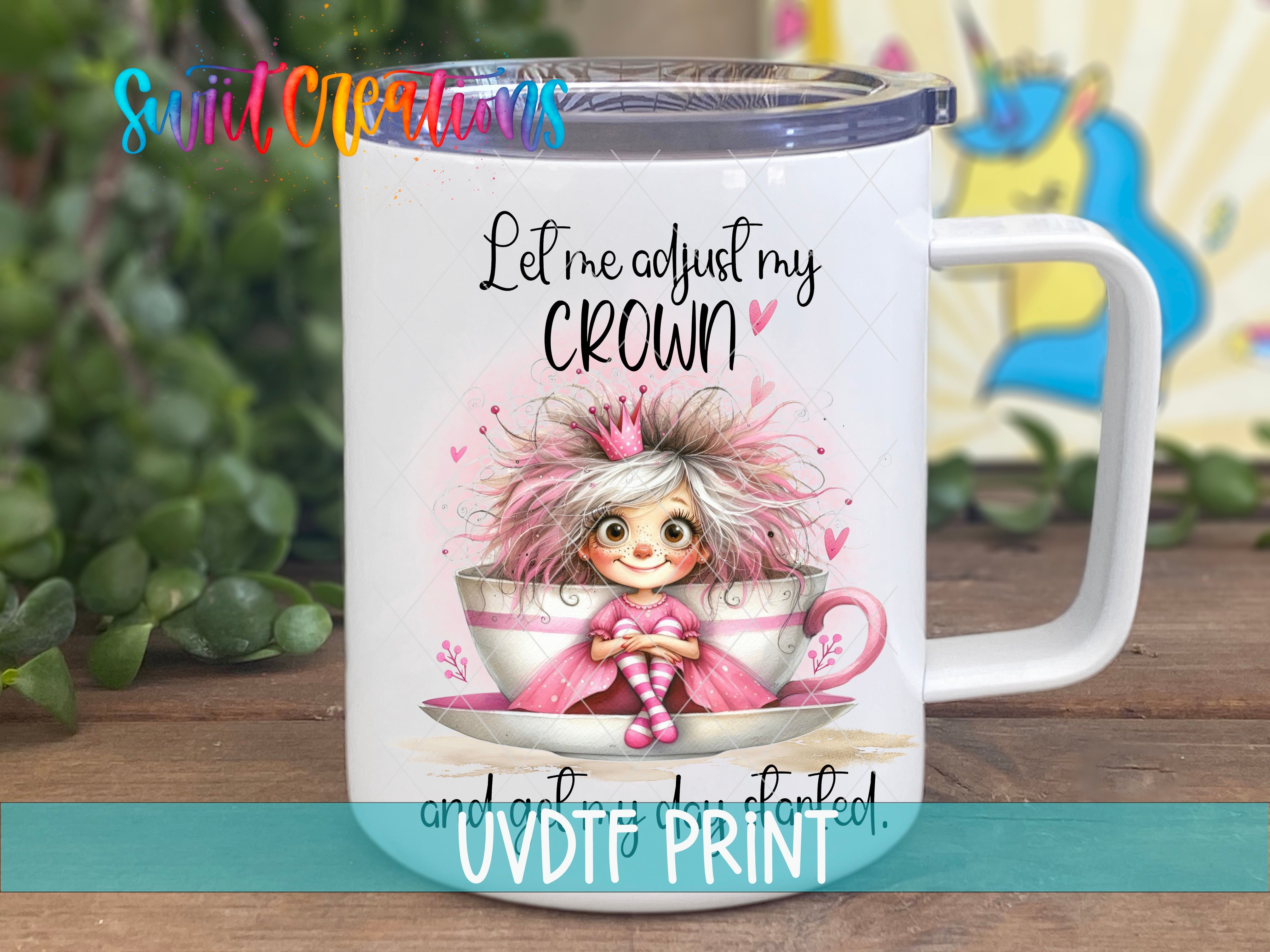 a coffee mug with a picture of a girl in a teacup