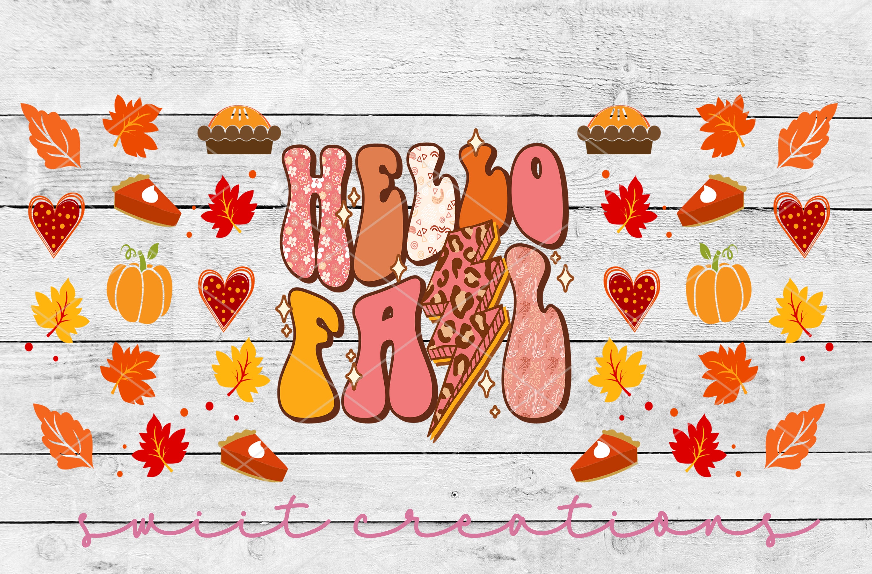 the word fall is surrounded by autumn leaves