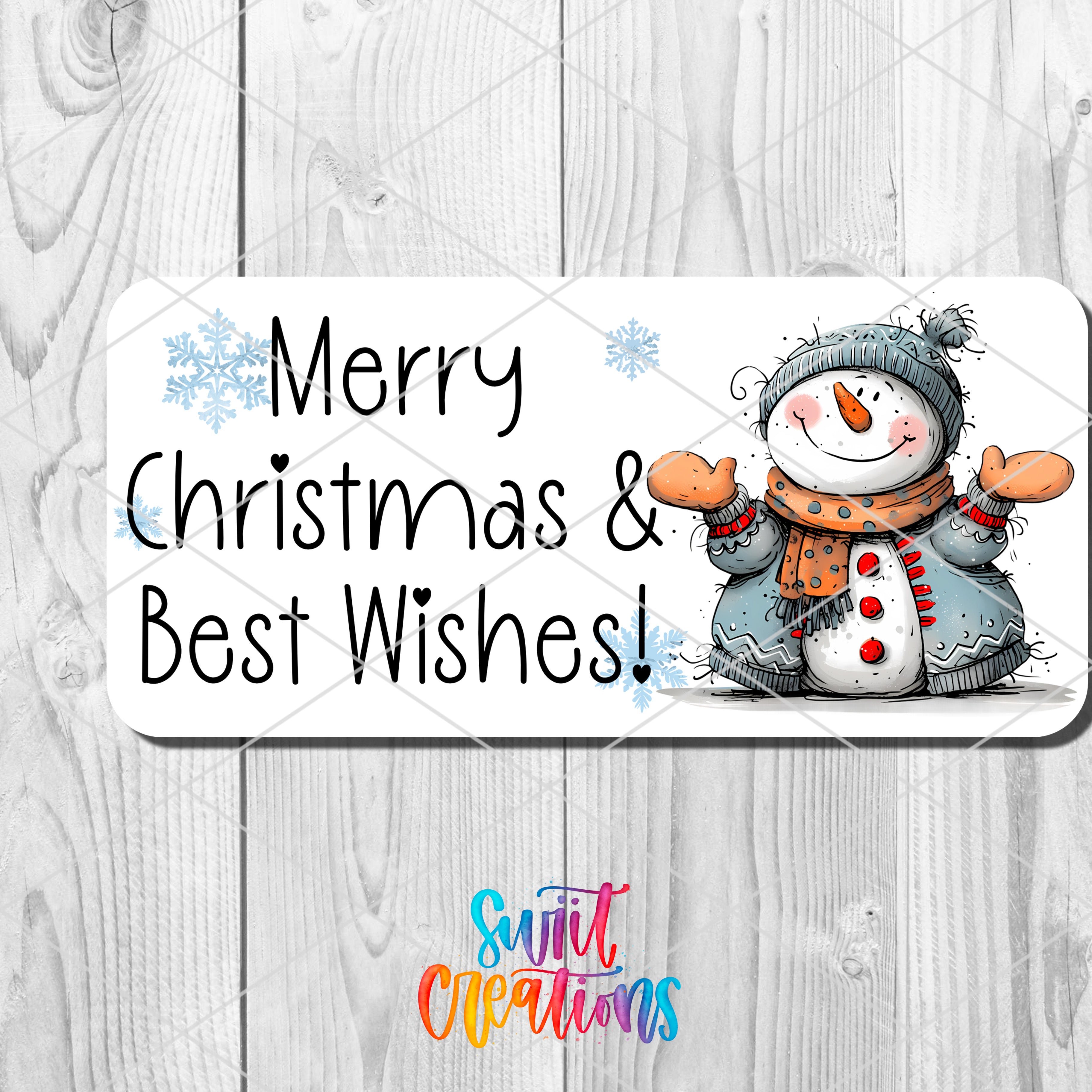 a merry christmas and best wishes sign with a snowman