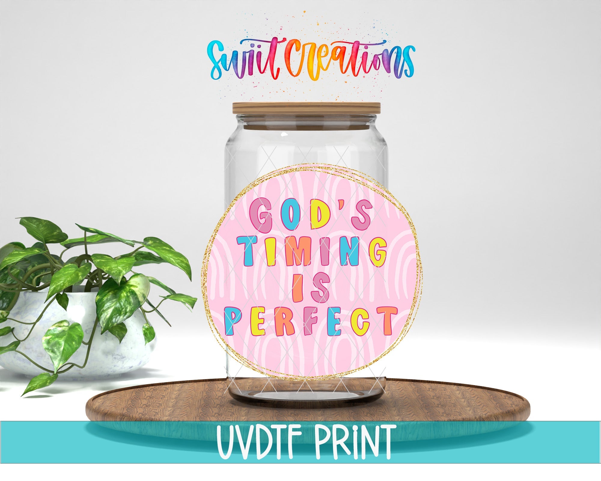 a jar with a sign that says god's time is perfect